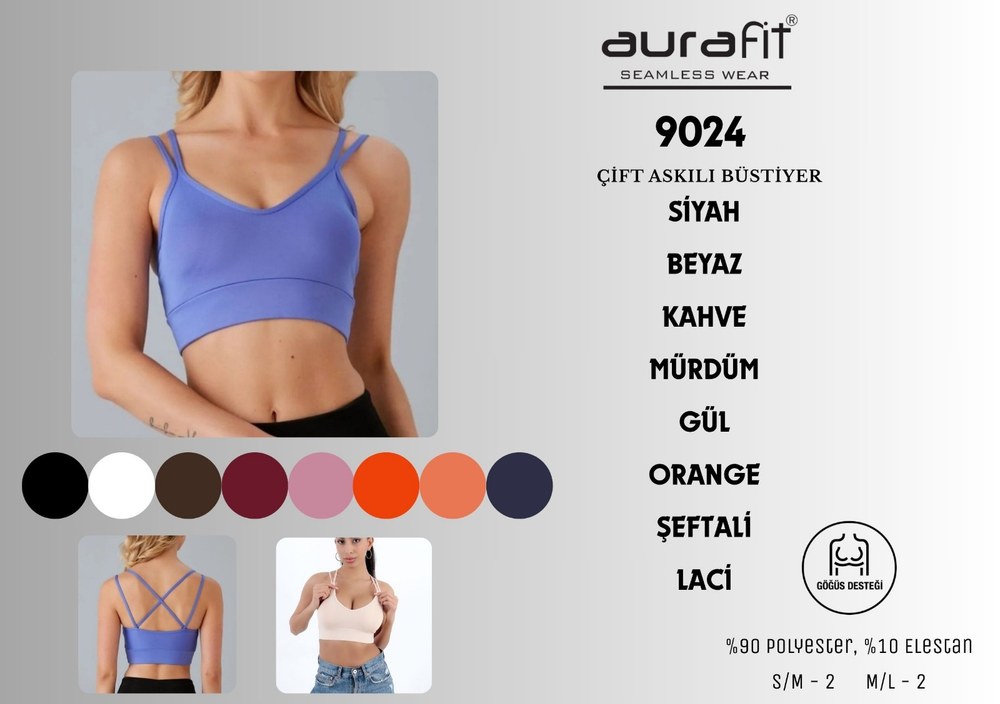 Aurafıt Bayan Çift İp Askılı Kaplı Bustıyer