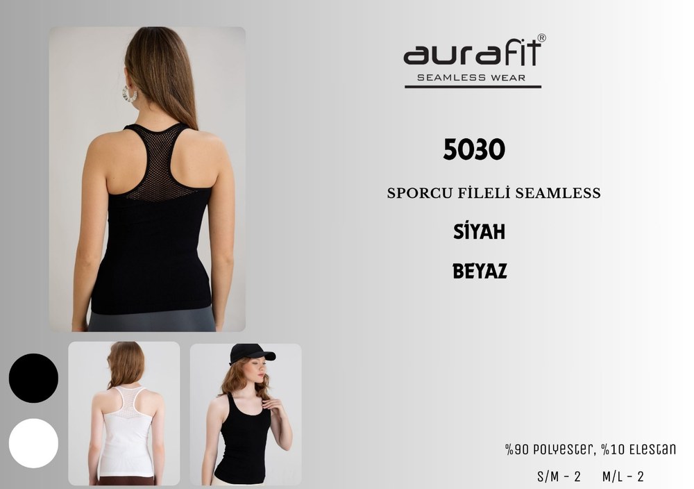 Aurafit 5030 Bayan Dikişsiz Fileli Sporcu Atlet