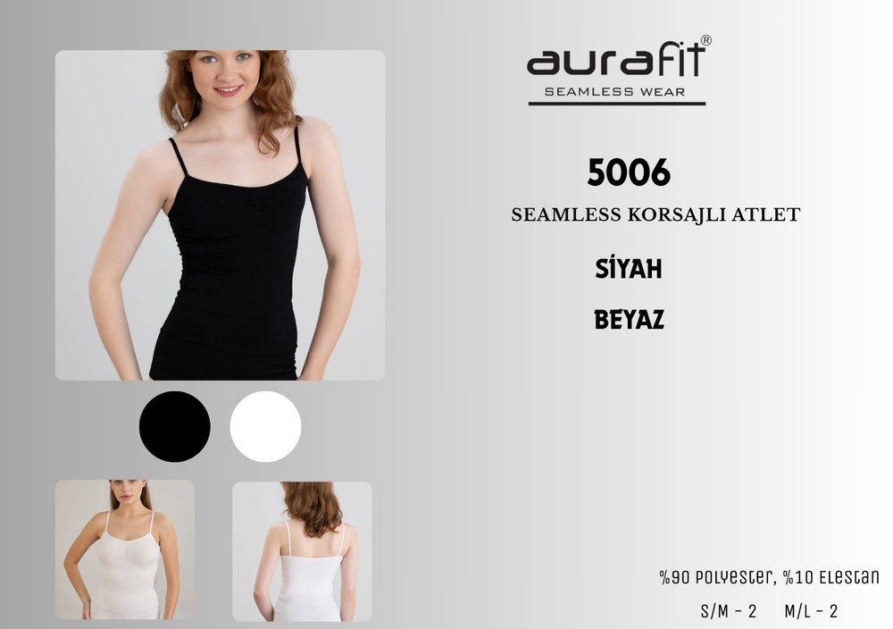 Aurafit 5006 Bayan Dikişsiz Korsajlı Atlet