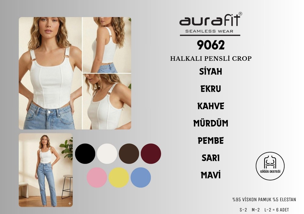 Aurafıt Bayan Halkalı Pensli Kaplı Crop
