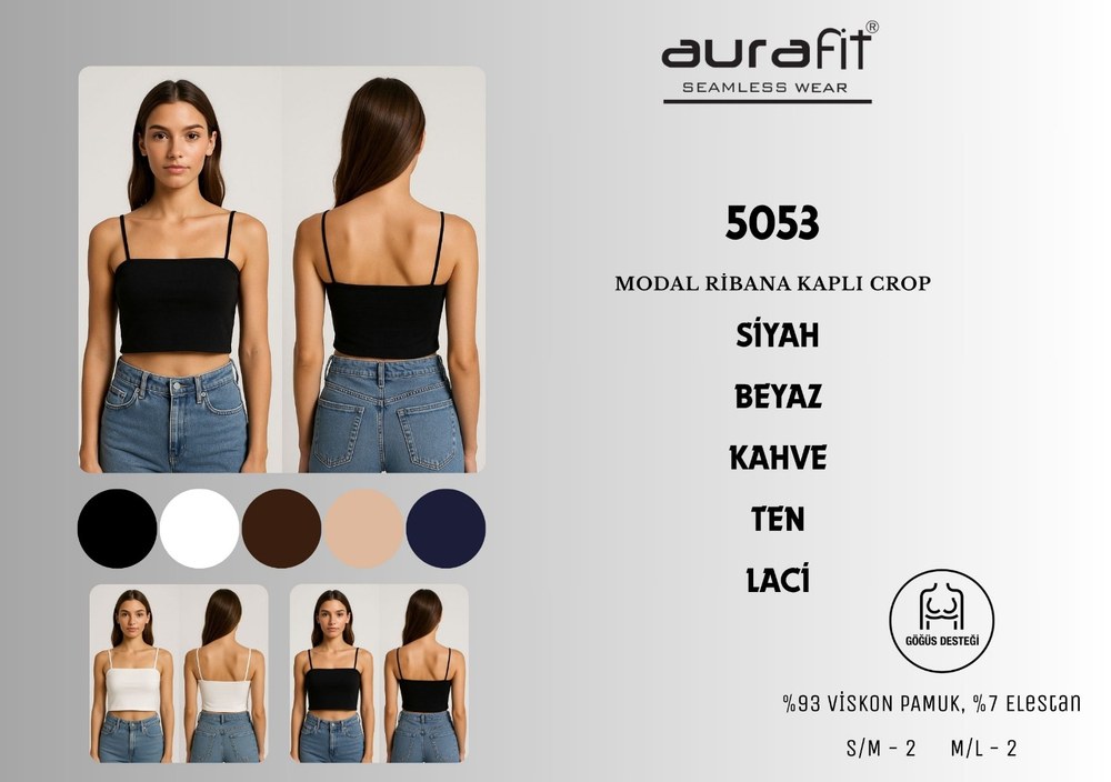 Aurafıt Bayan İp Askılı Modal Crop