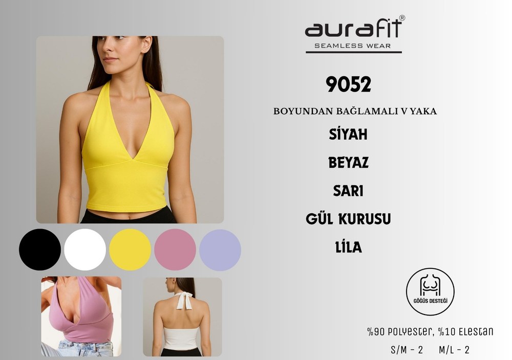 Aurafit 9052 Boyundan Bağlamalı V Yaka Büstiyer