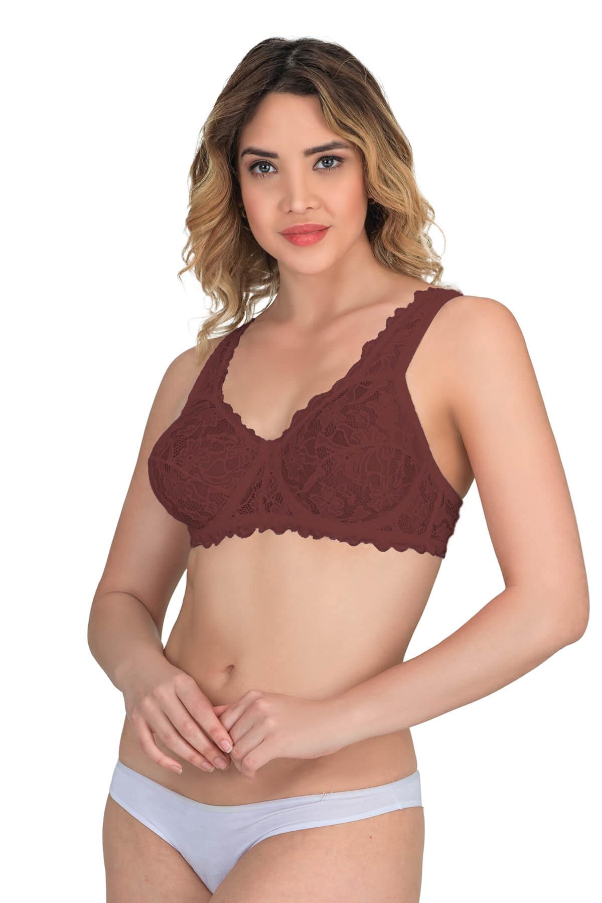 Bordo Emay 178 B Balenli Dantelli Sütyen