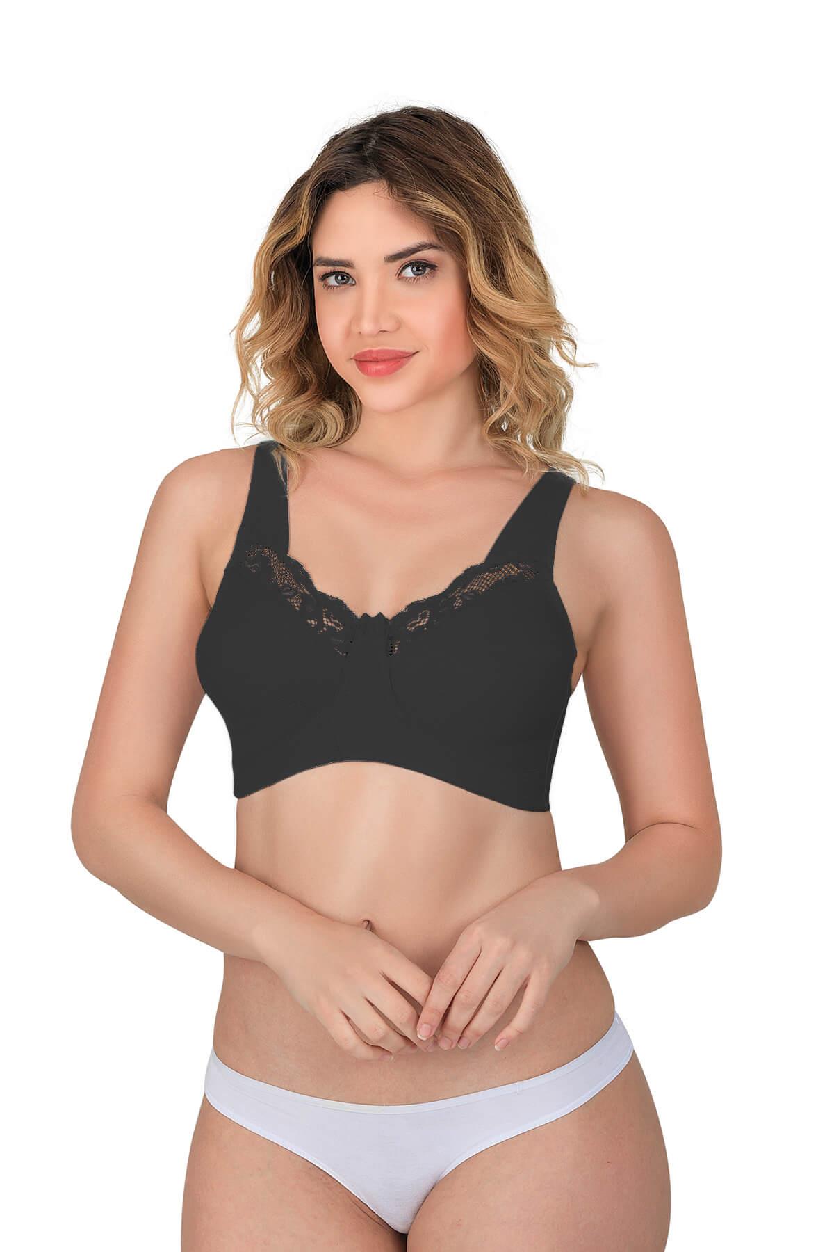 Siyah Emay 181 B Dantelli Toparlayıcı Cotton Sütyen