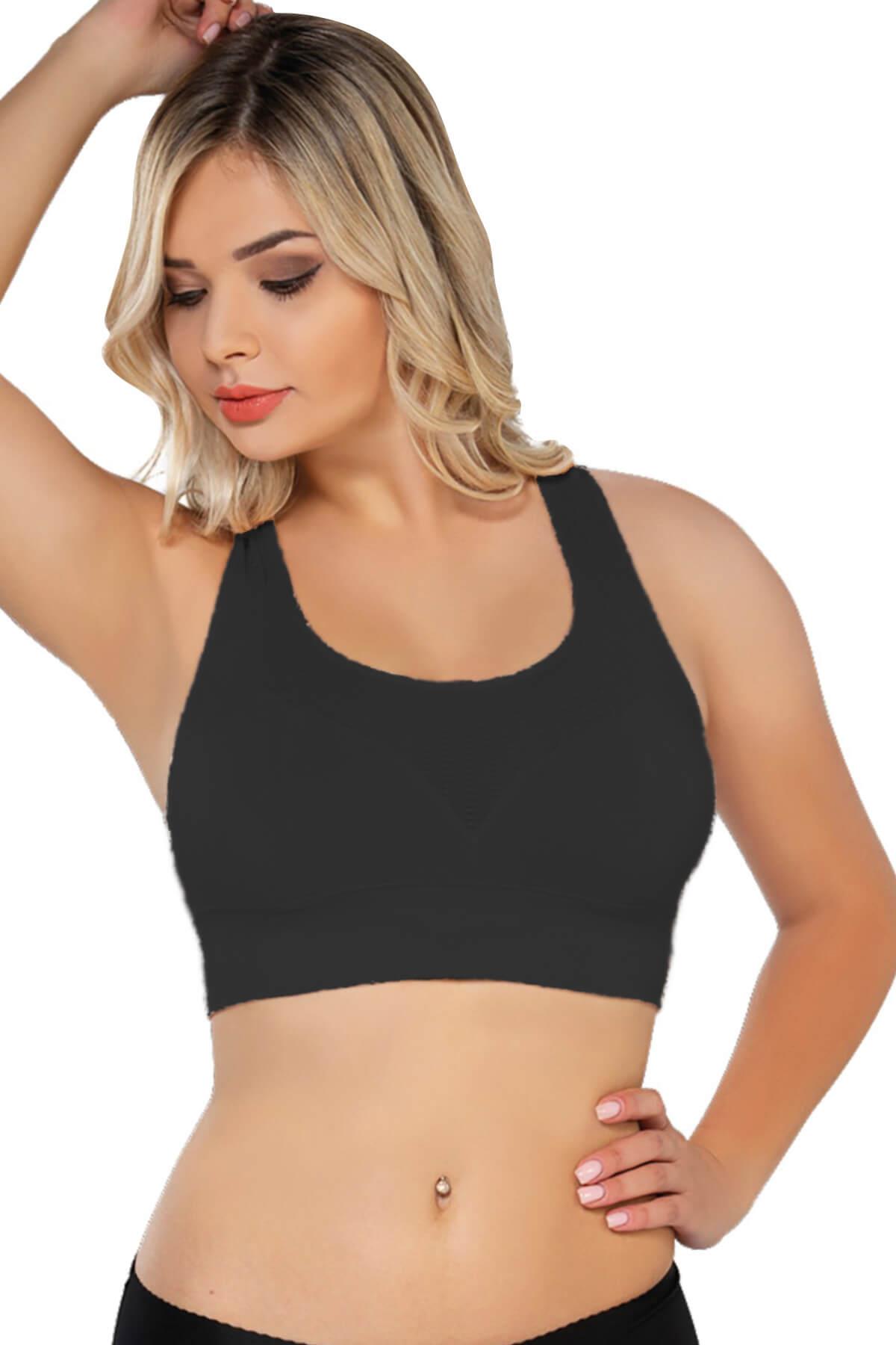 Siyah Emay 4027 Seamless Tül Pedli Toparlayıcı Büstiyer