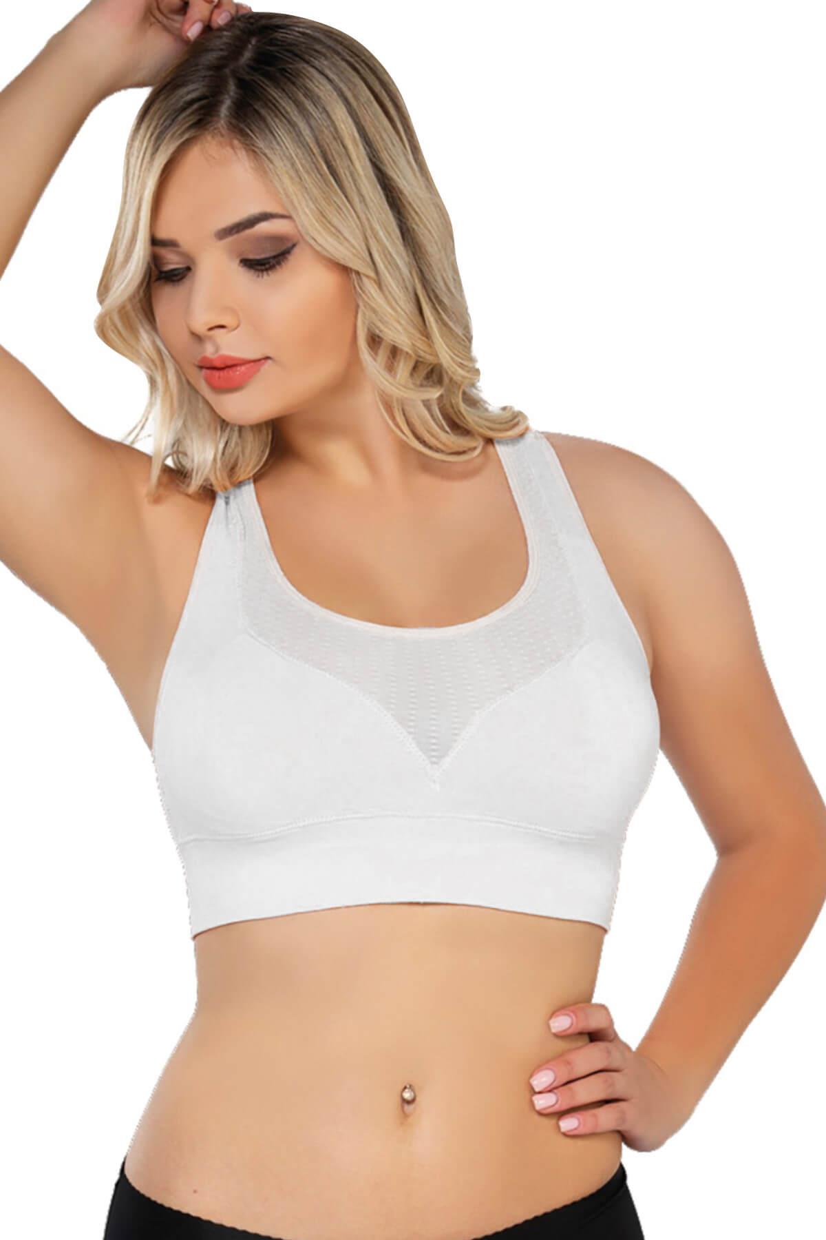 Beyaz Emay 4027 Seamless Tül Pedli Toparlayıcı Büstiyer
