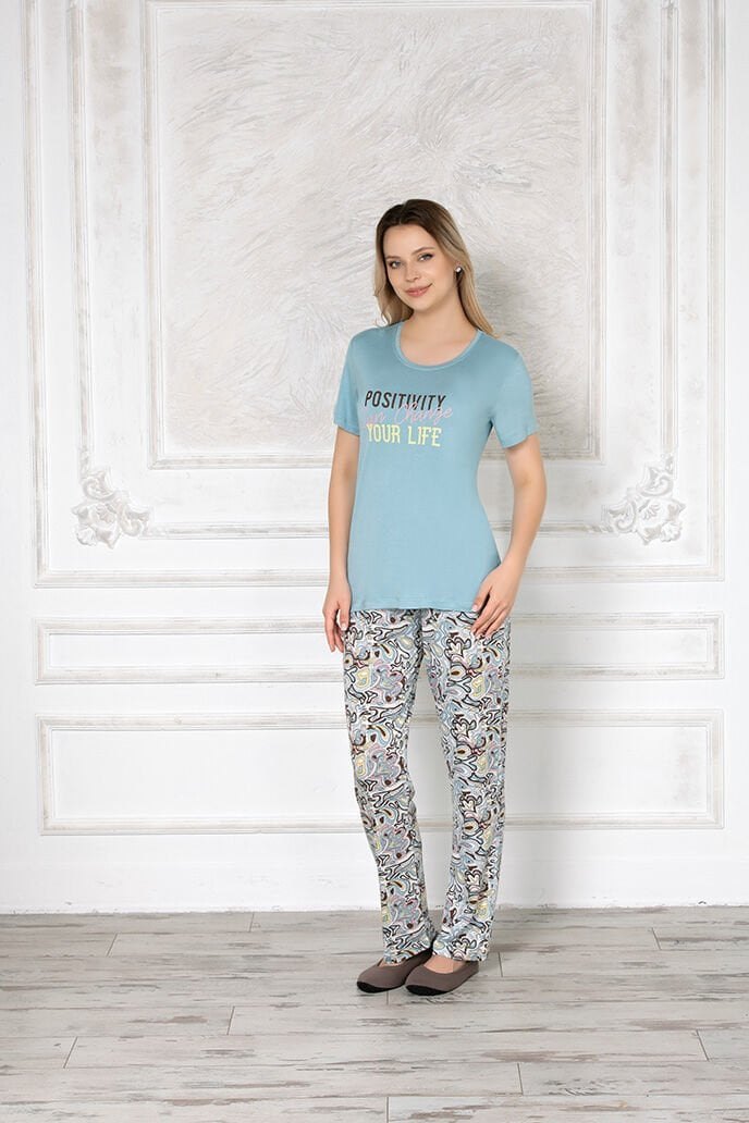 Alperi 78-75 (M-L-XL-XXL) Bayan Kısa Kollu Pijama Takım