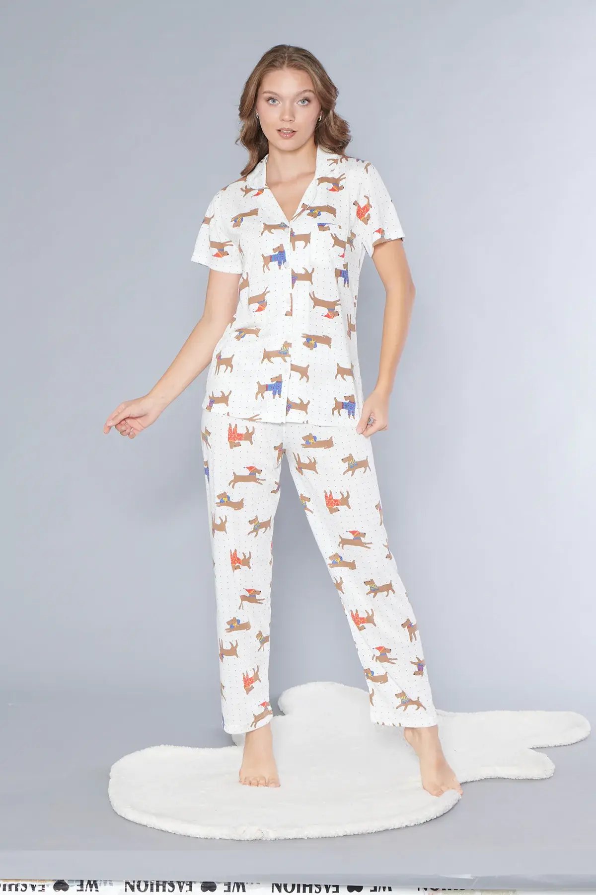 Alperi 780-104 (M-L-XL-XXL) Bayan Viskon Kısa Kollu Pijama Takım