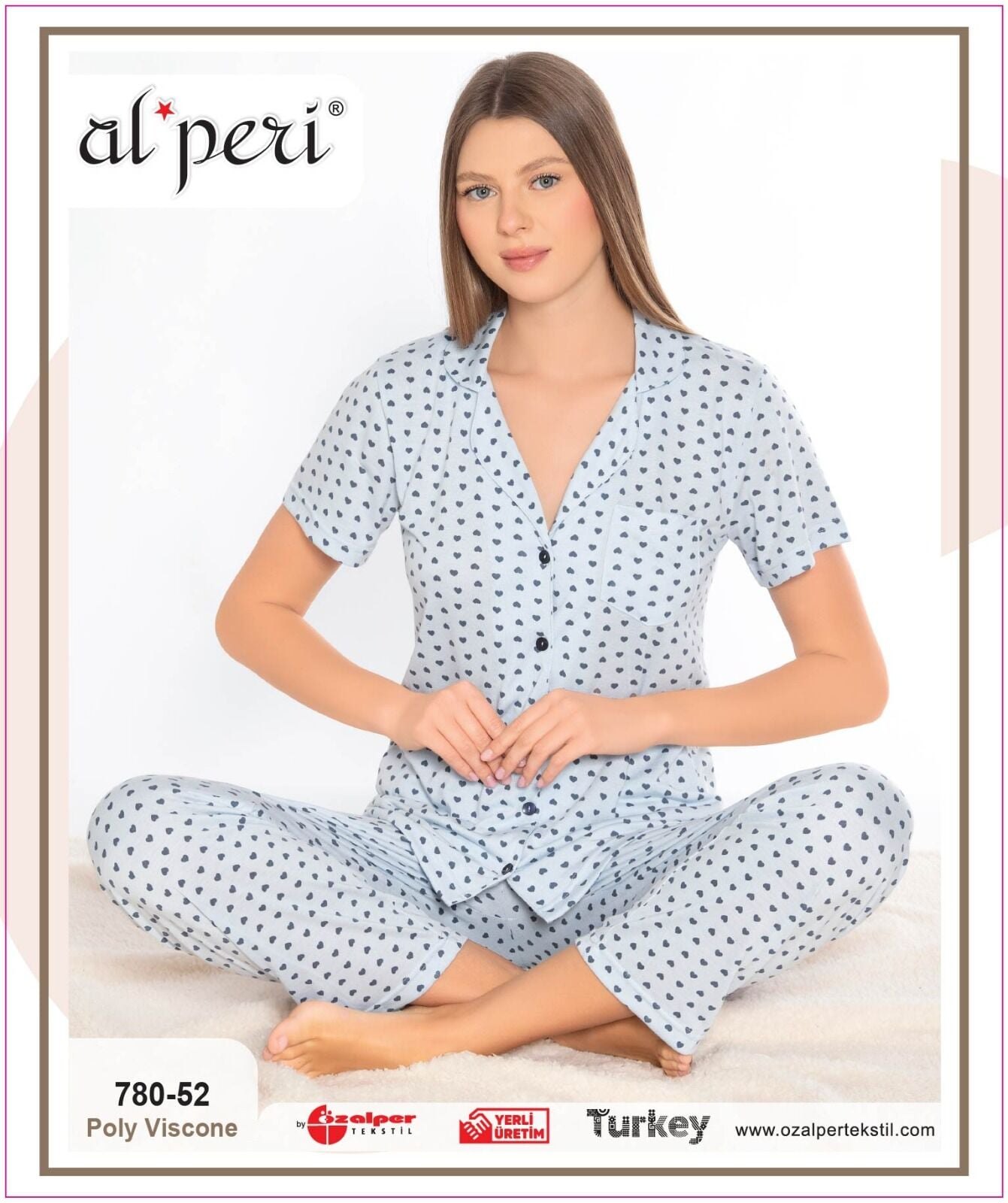 Alperi 780-52 (M-L-XL-XXL) Bayan Kısa Kollu Pijama Takım