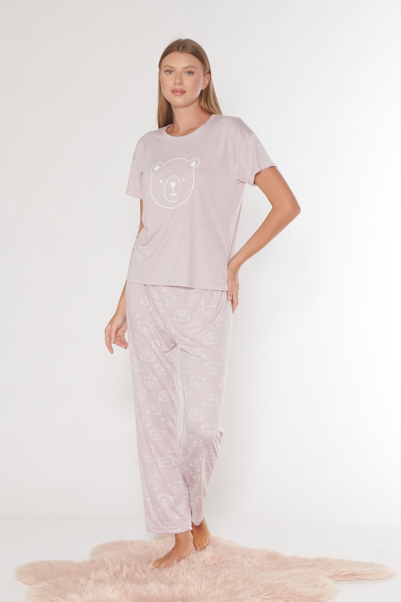 Alperi 780-57 (M-L-XL-XXL) Bayan Viskon Kısa Kollu Pijama Takım