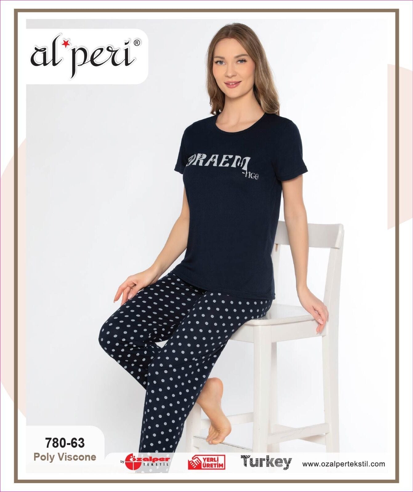 Alperi 780-63 (M-L-XL-XXL) Bayan Viskon Kısa Kollu Pijama Takım