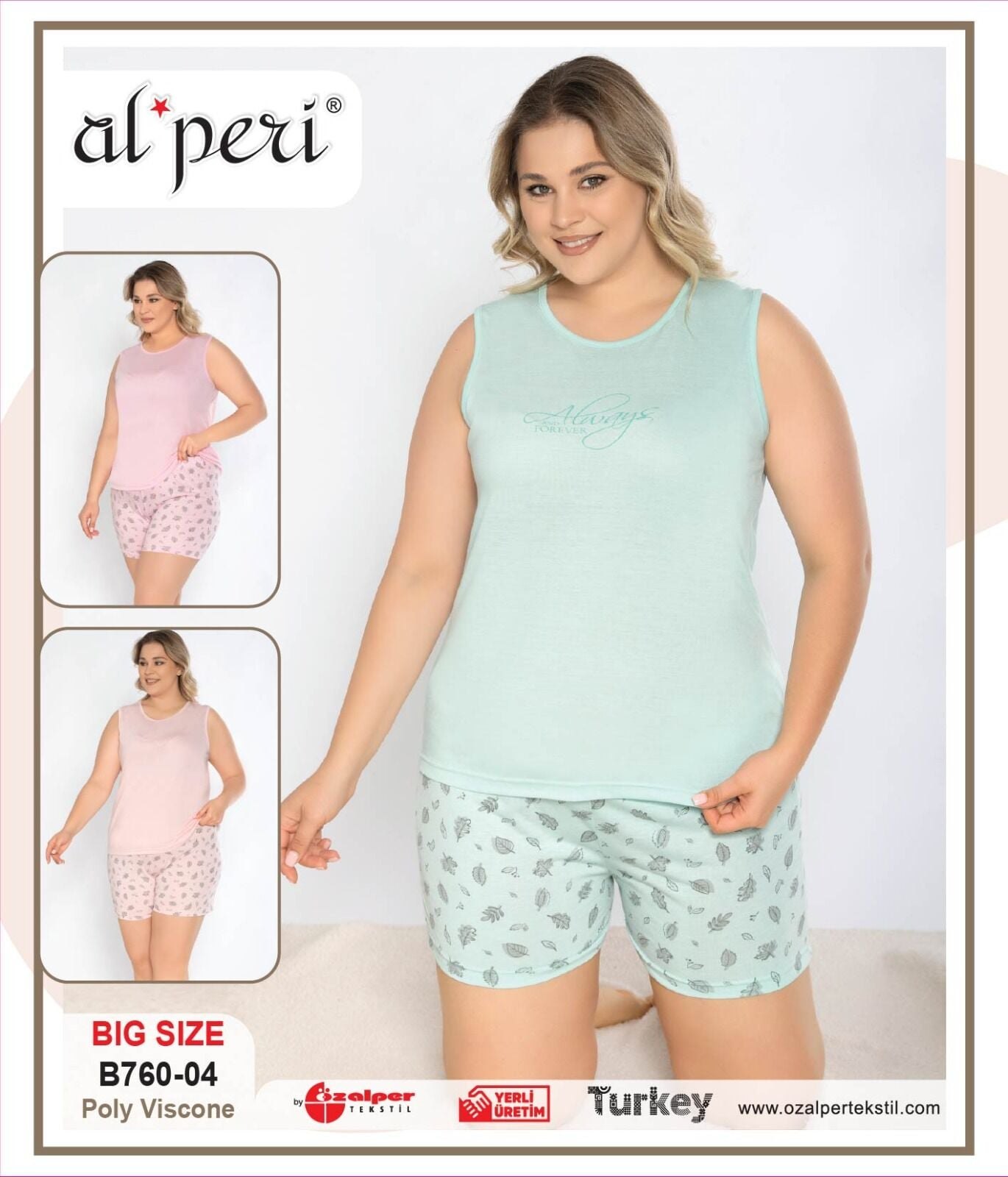 Alperi B760-04 (3XL-4XL-5XL-6XL) Bayan Şortlu Takım