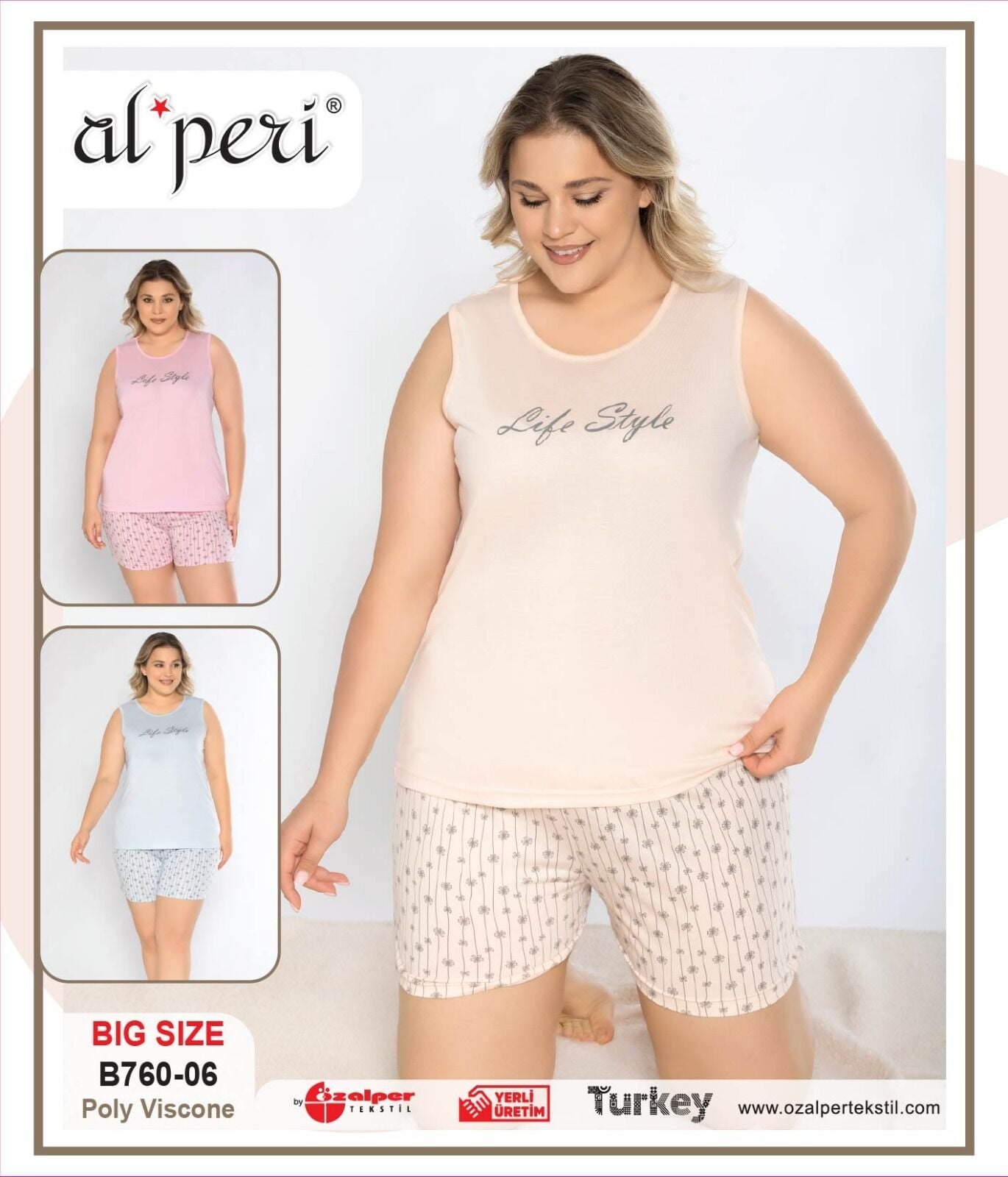 Alperi B760-06 (3XL-4XL-5XL-6XL) Bayan Şortlu Takım