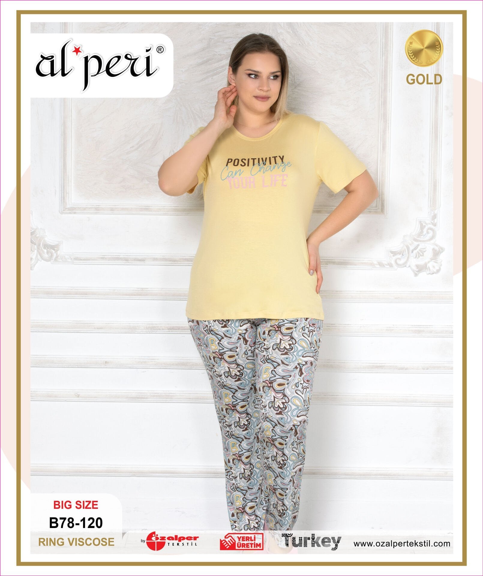 Alperi B78-120 (3XL-4XL-5XL-6XL) Bayan Kısa Kollu Pijama Takım