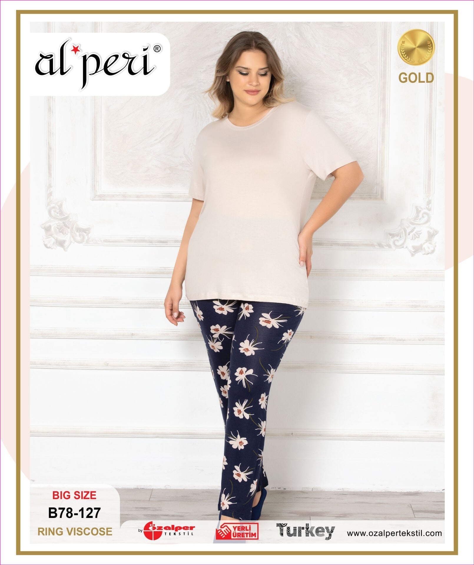 Alperi B78-127 (3XL-4XL-5XL-6XL) Bayan Kısa Kollu Pijama Takım