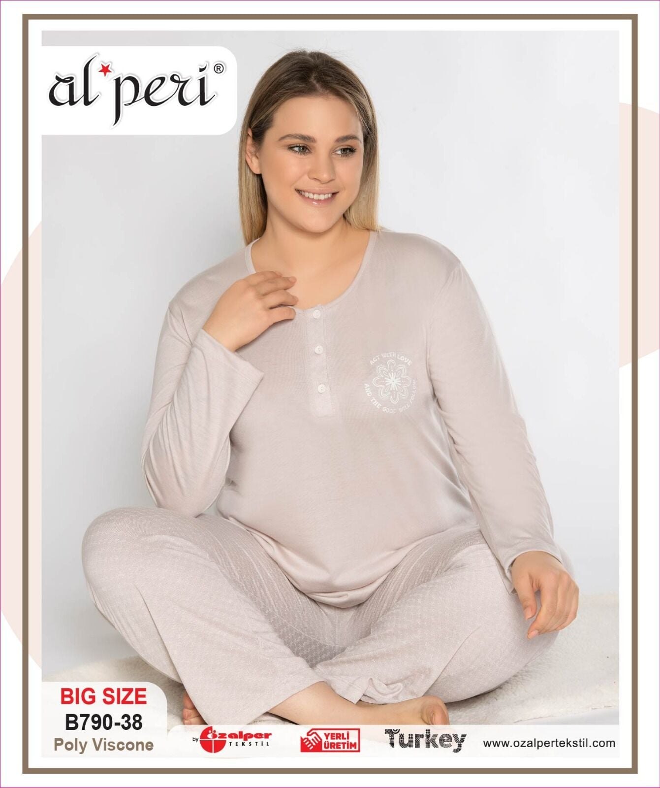Alperi B790-38 (3XL-4XL-5XL-6XL) Bayan Uzun Kollu Pijama Takım