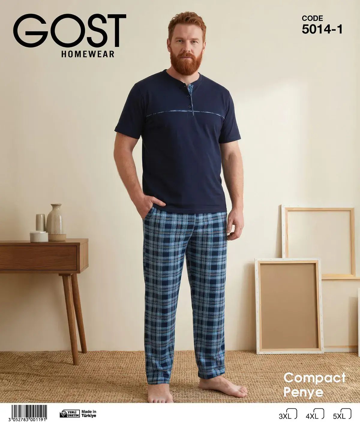 Gost 5014-1 (3XL-4XL-5XL) Kısa Kollu Erkek Pijama Takım