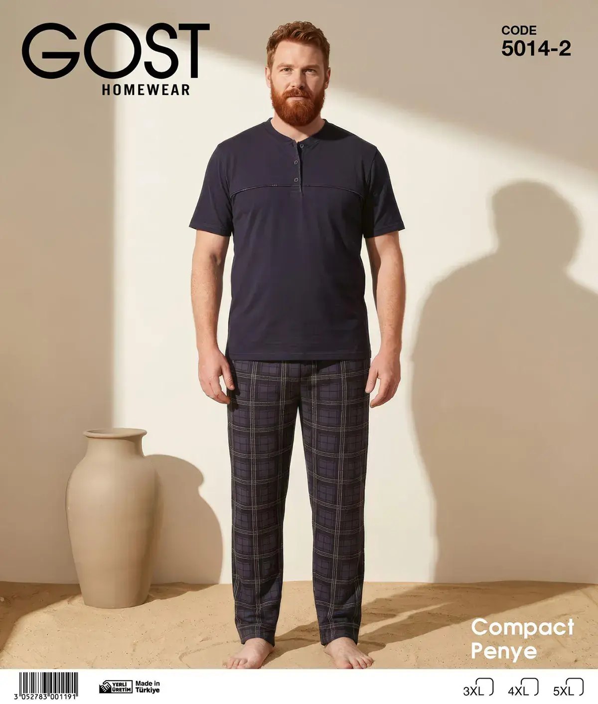 Gost 5014-2 (3XL-4XL-5XL) Kısa Kollu Erkek Pijama Takım