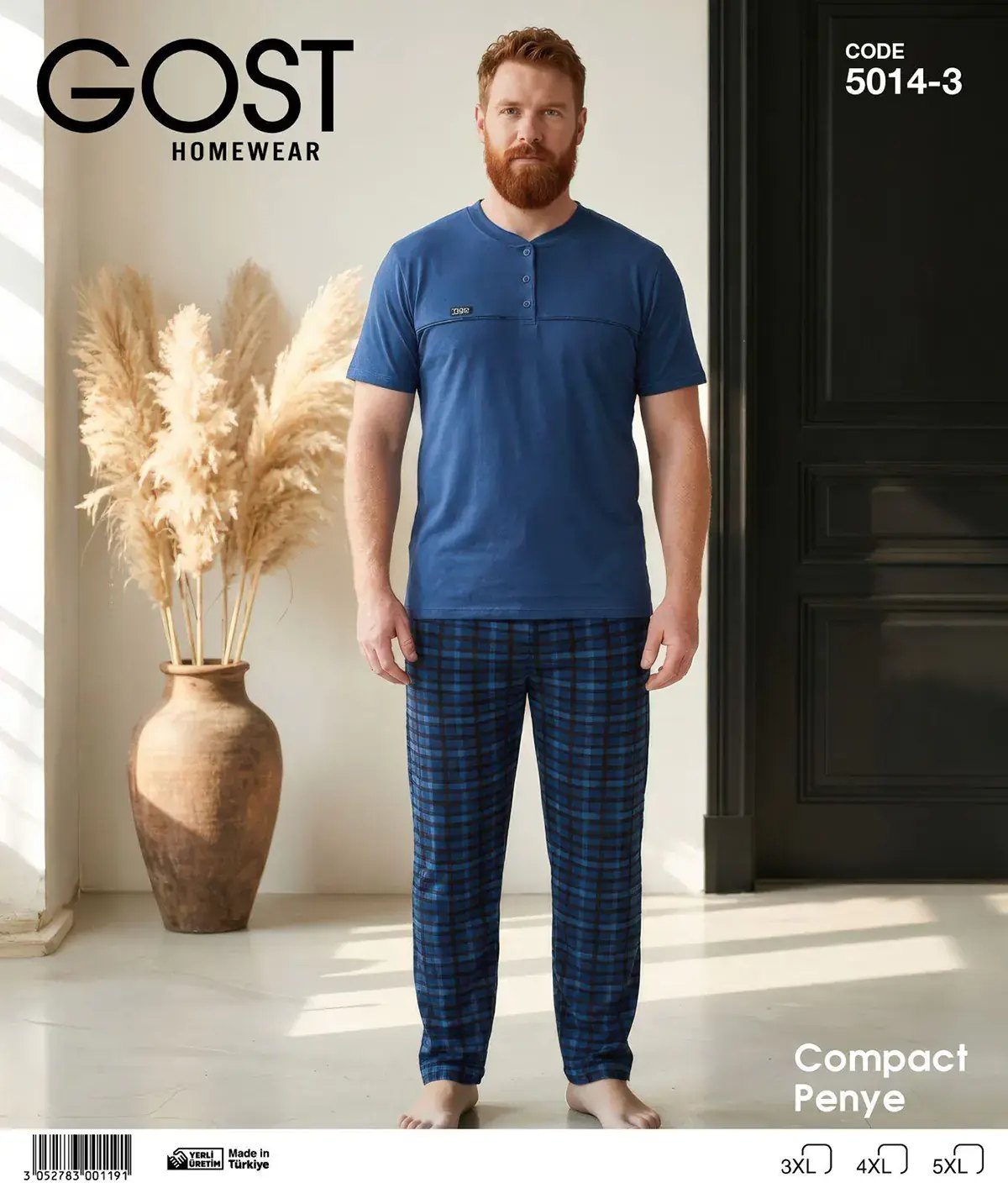 Gost 5014-3 (3XL-4XL-5XL) Kısa Kollu Erkek Pijama Takım