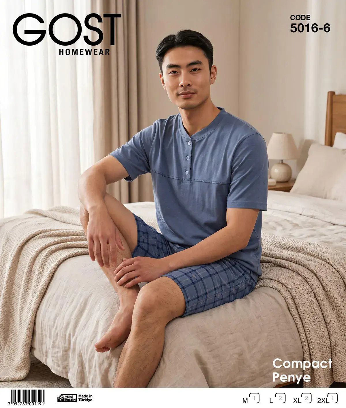Berin 5016-6 (M-L-XL-XXL) Kısa Kollu Şortlu Erkek Pijama Takım