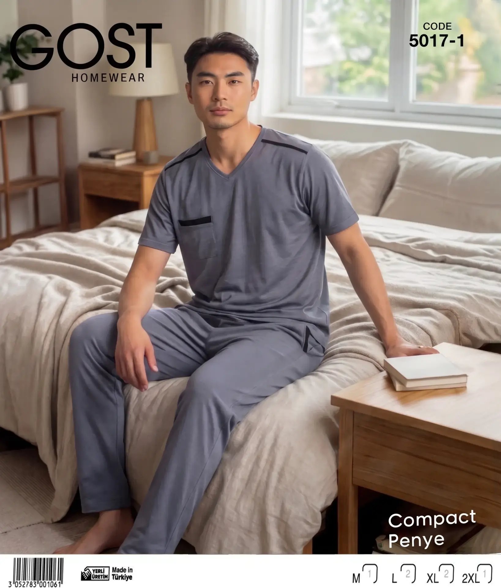 Berin 5017-1 (M-L-XL-XXL) Kısa Kollu Erkek Pijama Takım