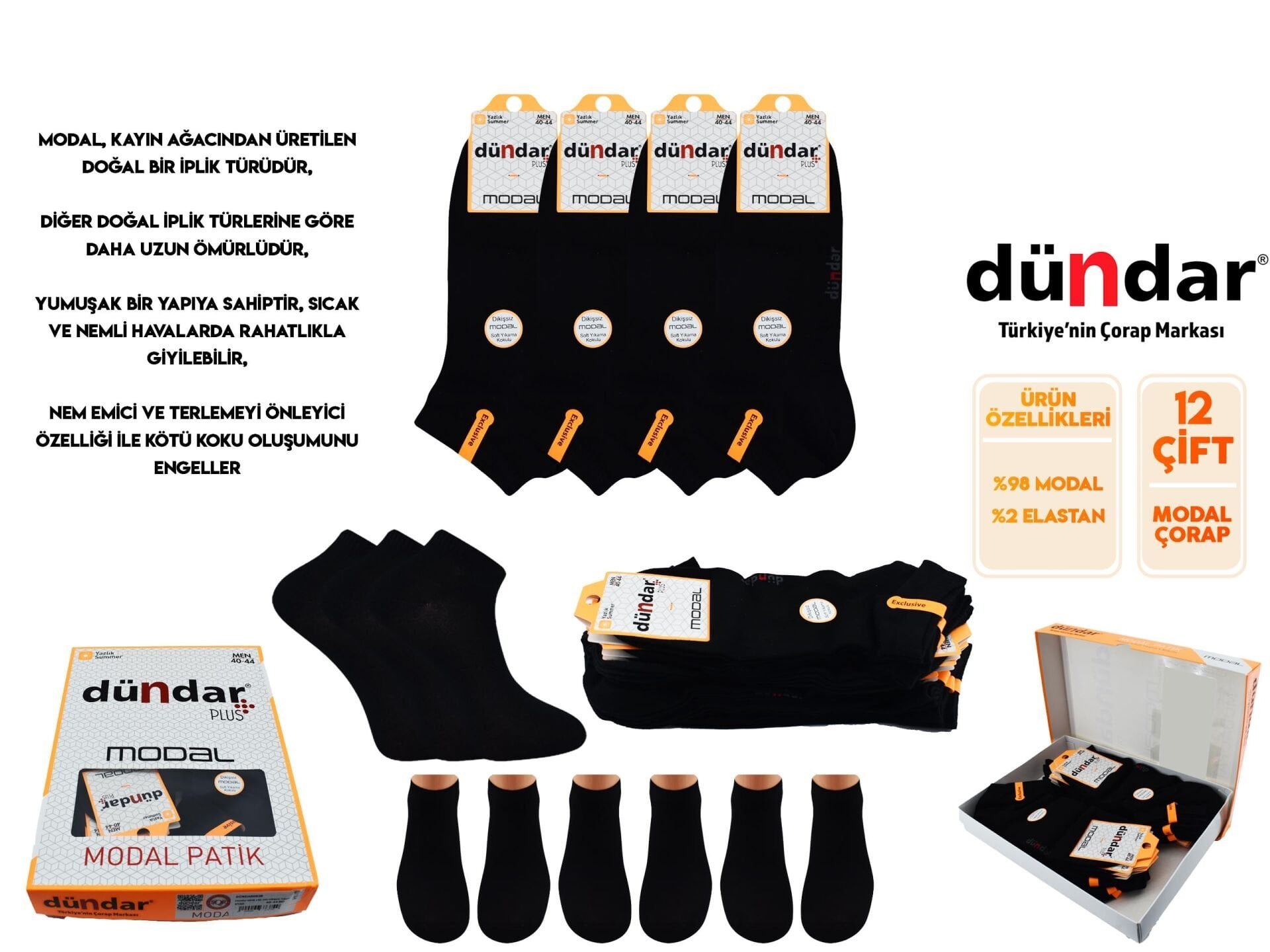 Dündar 6838 (40-44) Dikişsiz Yıkamalı Kokulu Erkek Summer Modal Patik