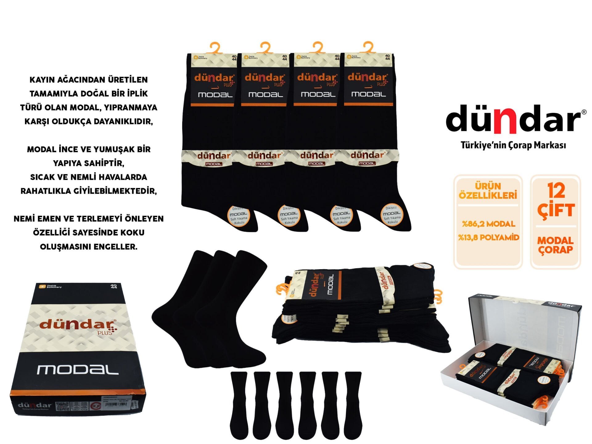 Dündar 6944 (40-44) Dikişsiz Yıkamalı Kokulu Erkek Summer Modal Çorap