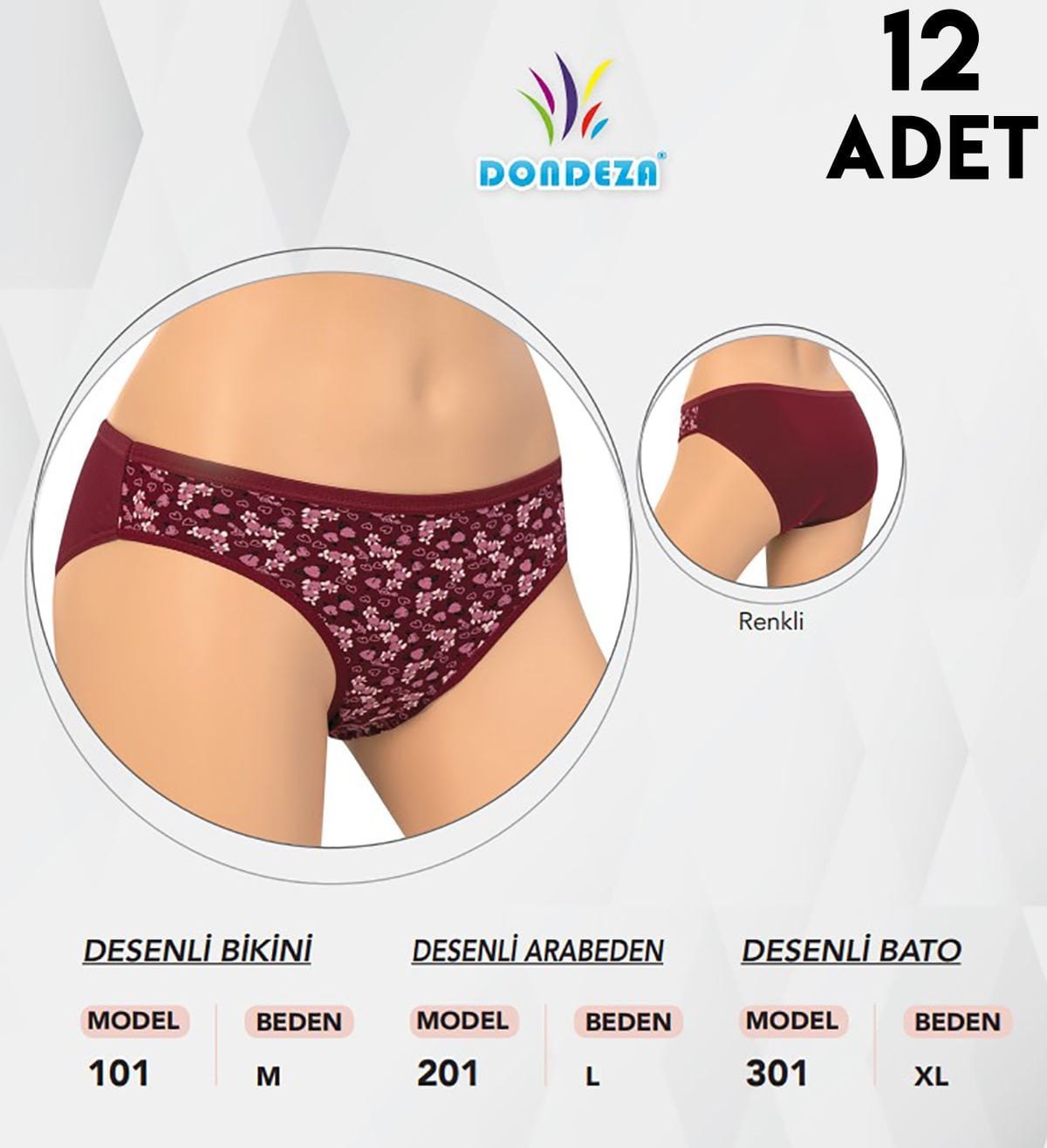 Dondeza 201 Desenli L Beden Bayan Külot