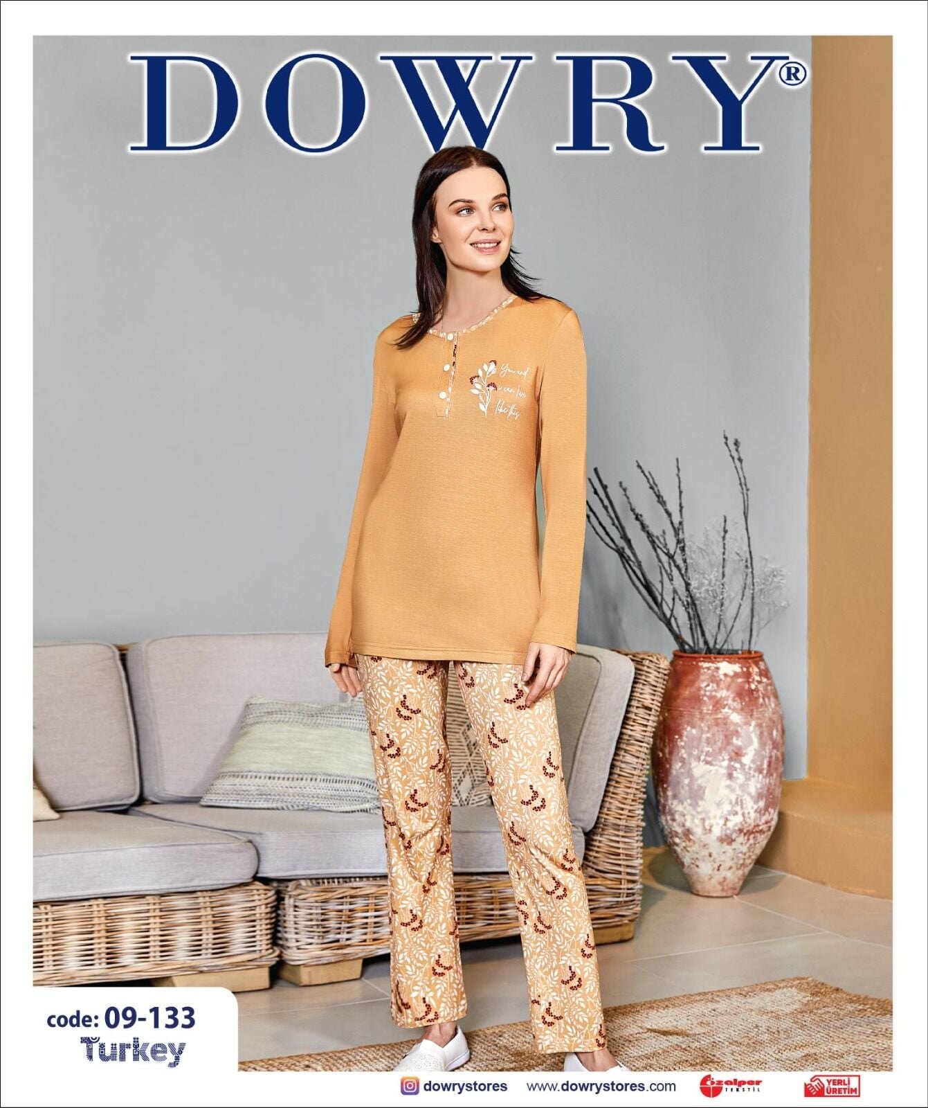 Dowry 09-133 (S-M-L-XL) Uzun Kollu Bayan Pijama Takımı