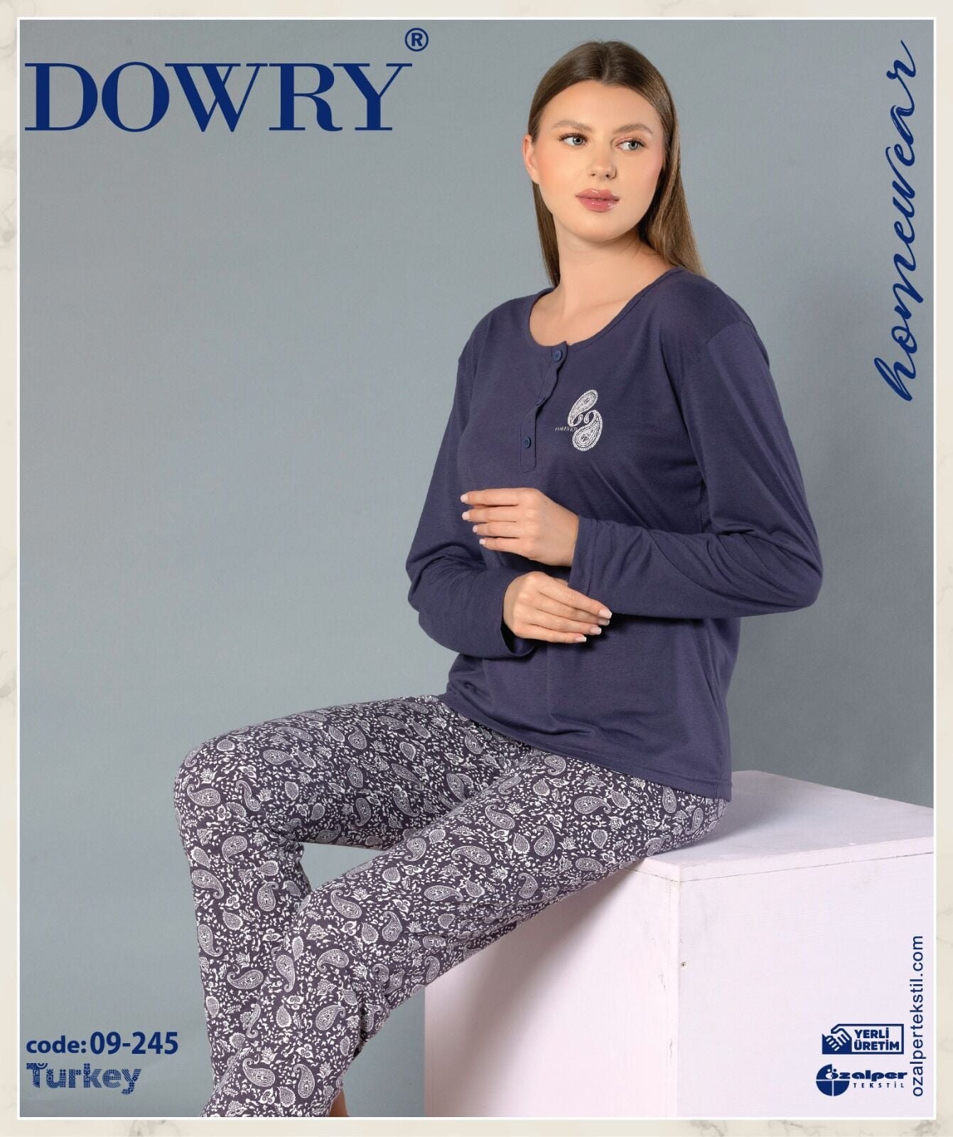 Dowry 09-245 (M-L-XL-XXL) Uzun Kollu Bayan Pijama Takımı