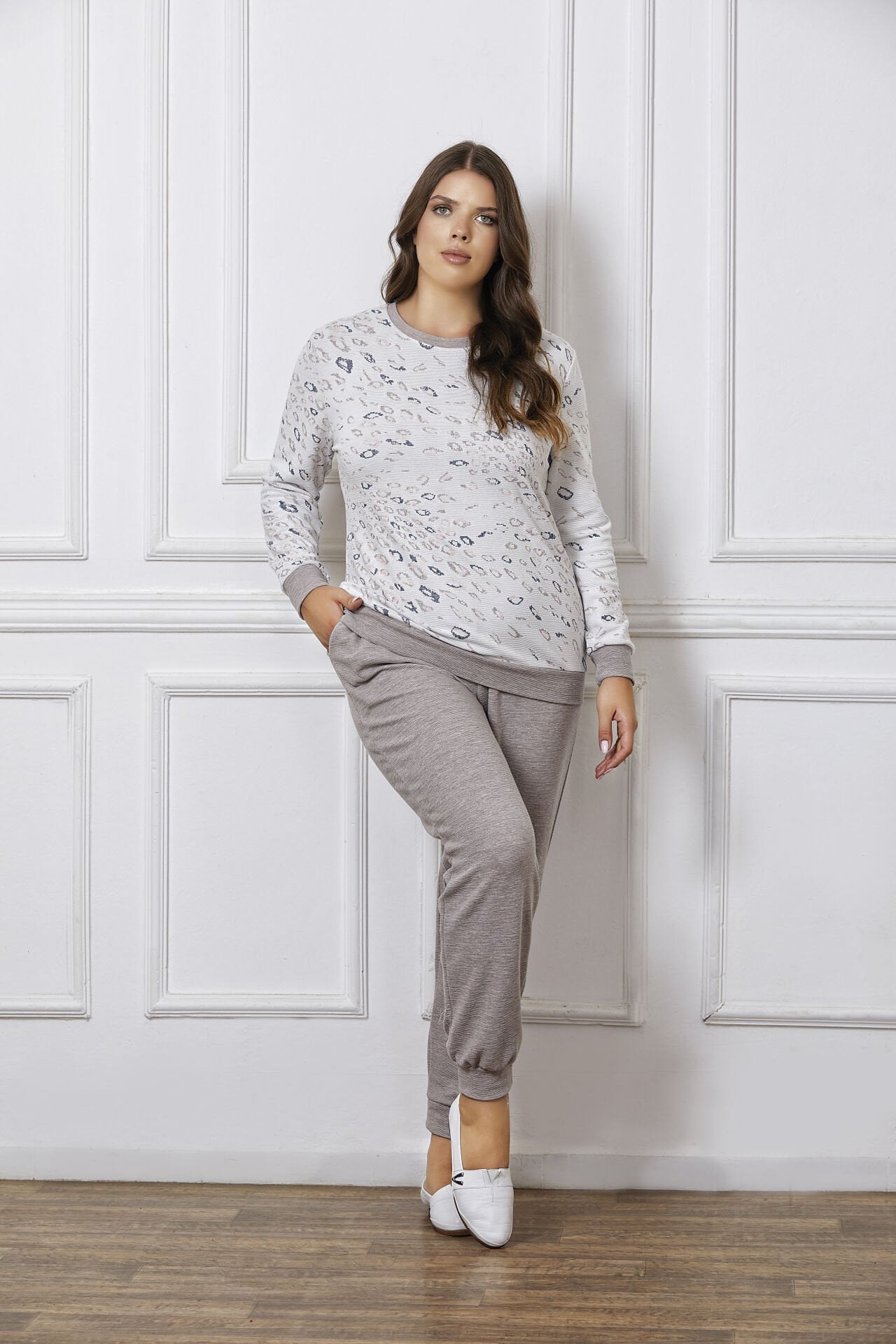 Dowry B09-121 (2XL-3XL-4XL-5XL) Uzun Kollu Bayan Pijama Takımı