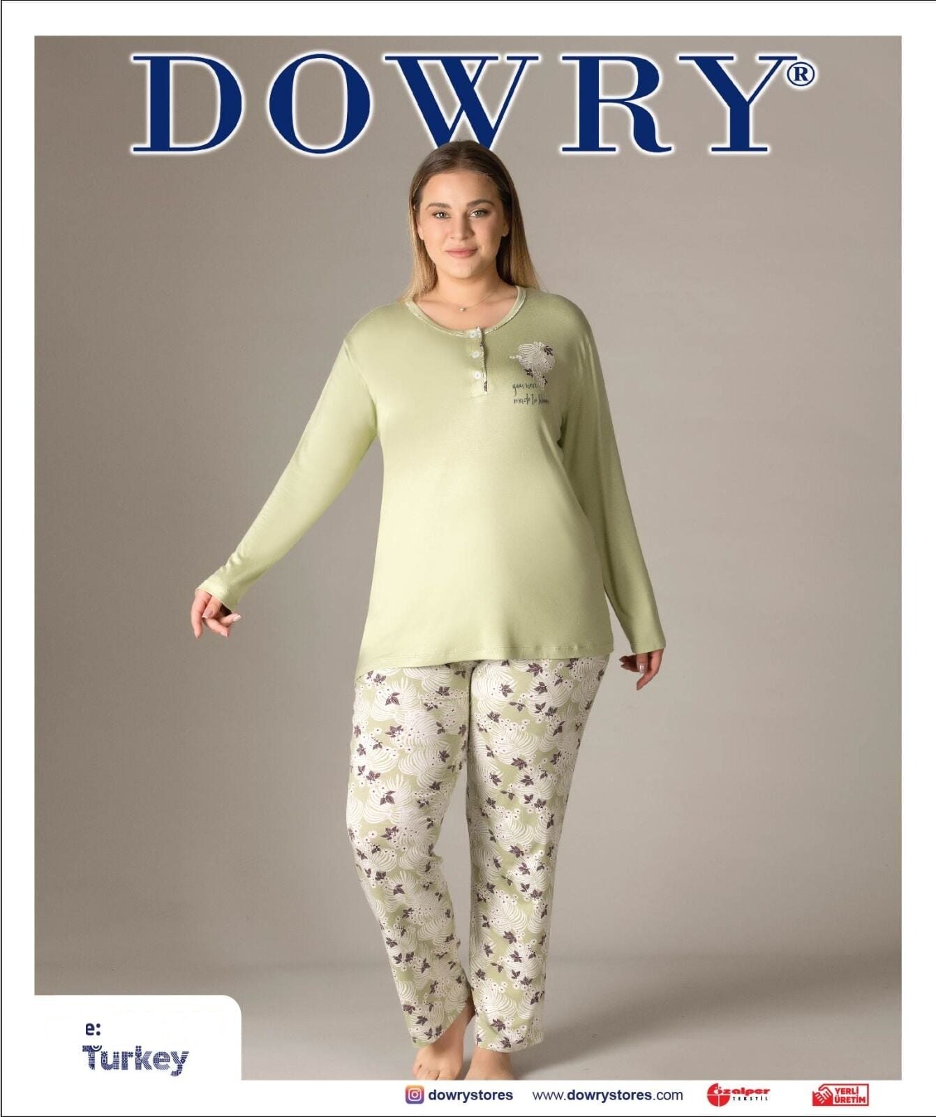 Dowry B09-146 (2XL-3XL-4XL-5XL) Uzun Kollu Bayan Pijama Takımı