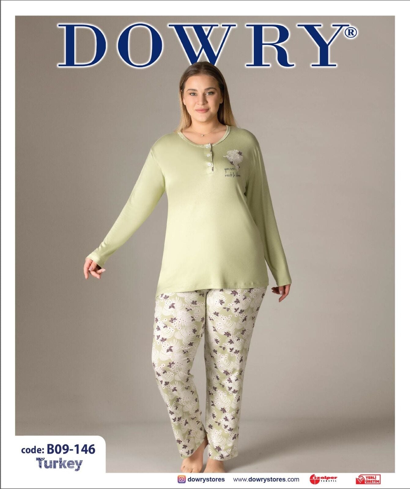 Dowry B09-146 (2XL-3XL-4XL-5XL) Uzun Kollu Bayan Pijama Takımı