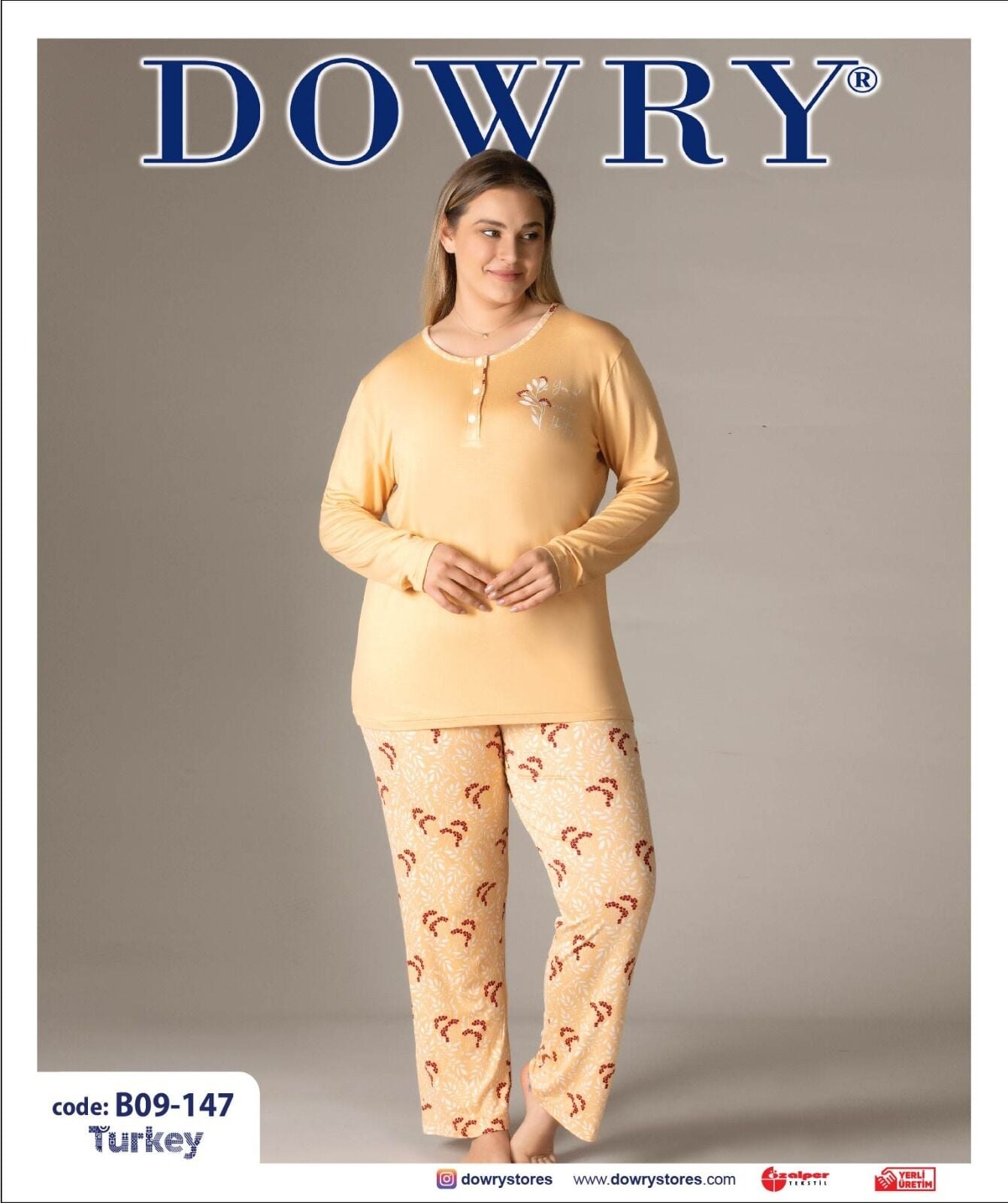 Dowry B09-147 (2XL-3XL-4XL-5XL) Uzun Kollu Bayan Pijama Takımı