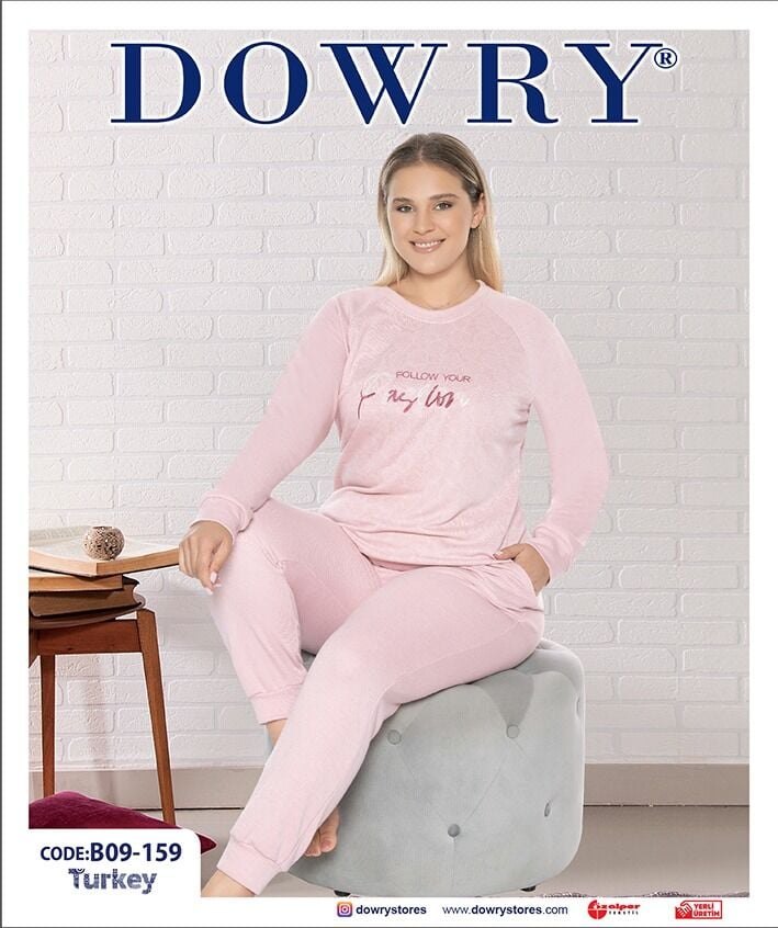 Dowry B09-159 (2XL-3XL-4XL-5XL) Uzun Kollu Bayan Pijama Takımı