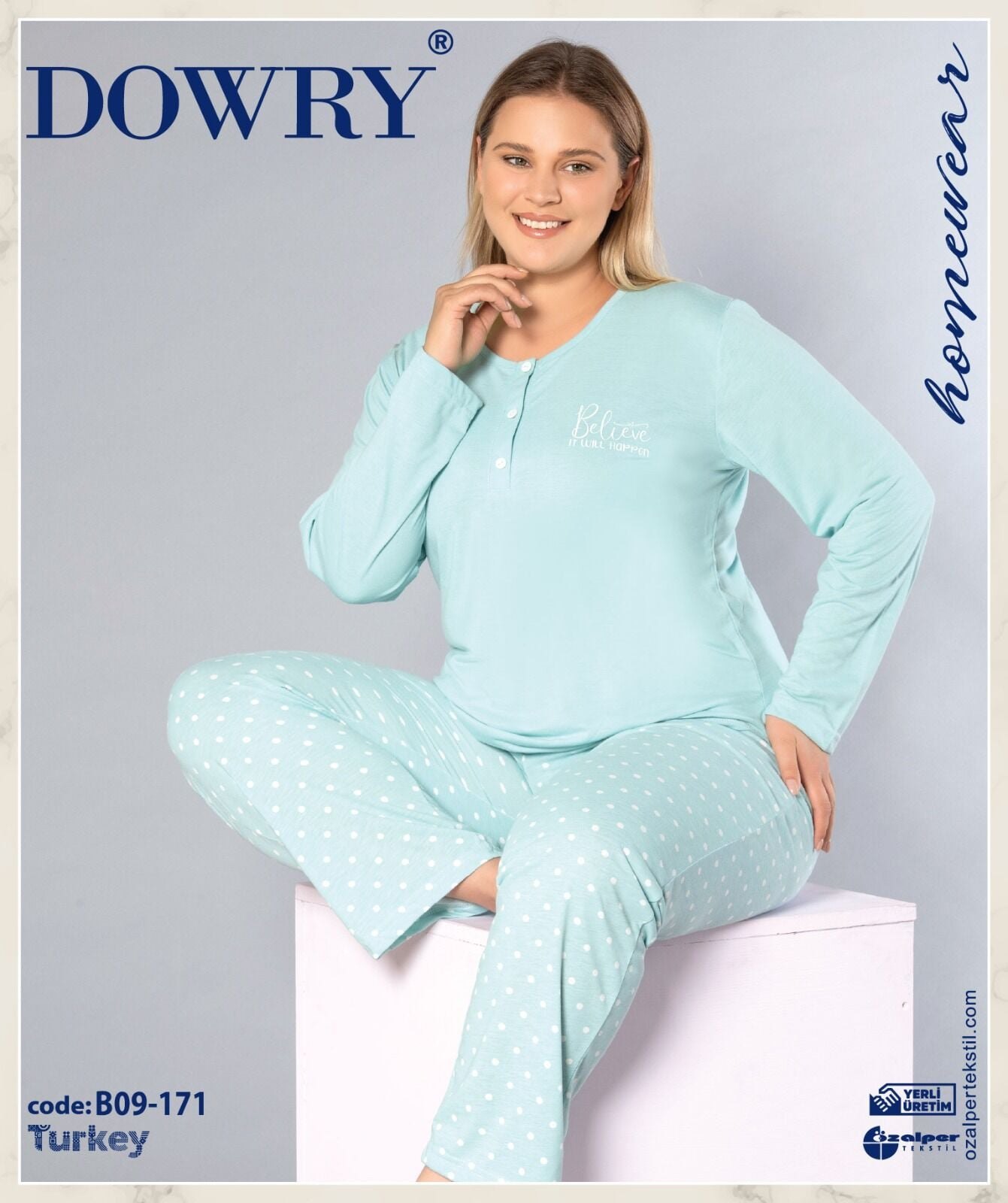 Dowry B09-171 (3XL-4XL-5XL-6XL) Uzun Kollu Bayan Pijama Takımı