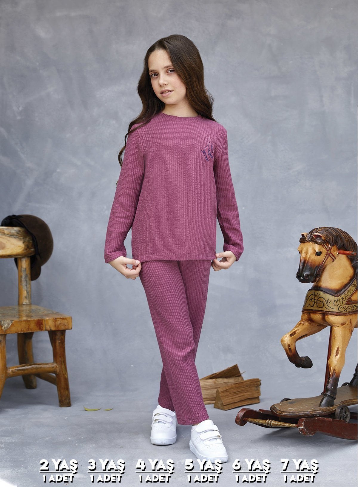 Elsima 3178 Kız Çocuk Uzun Kollu Pijama Takımı (2-3-4-5-6-7 Yaş)