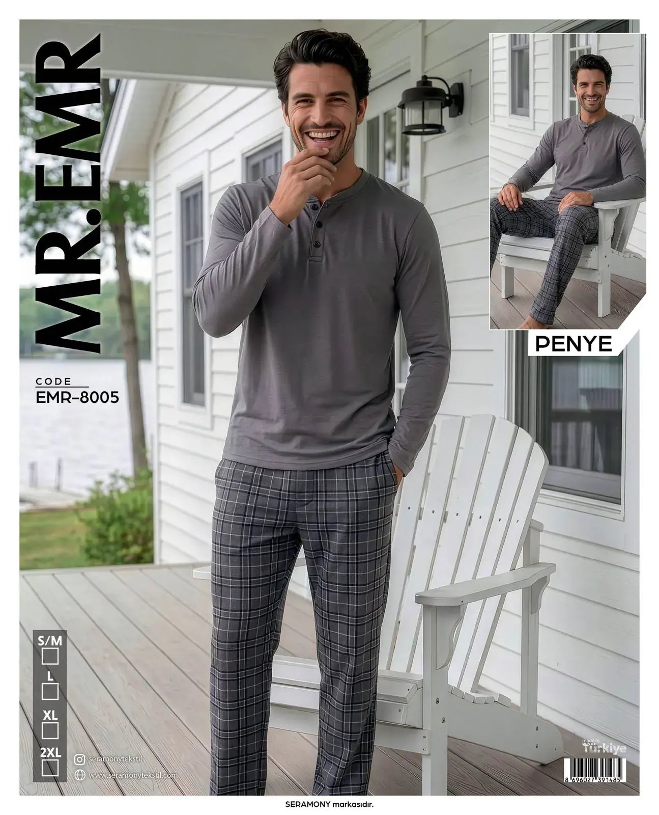 MR-EMR 8005 (M-L-XL-XXL) Penye Uzun Kollu Erkek Pijama Takımı