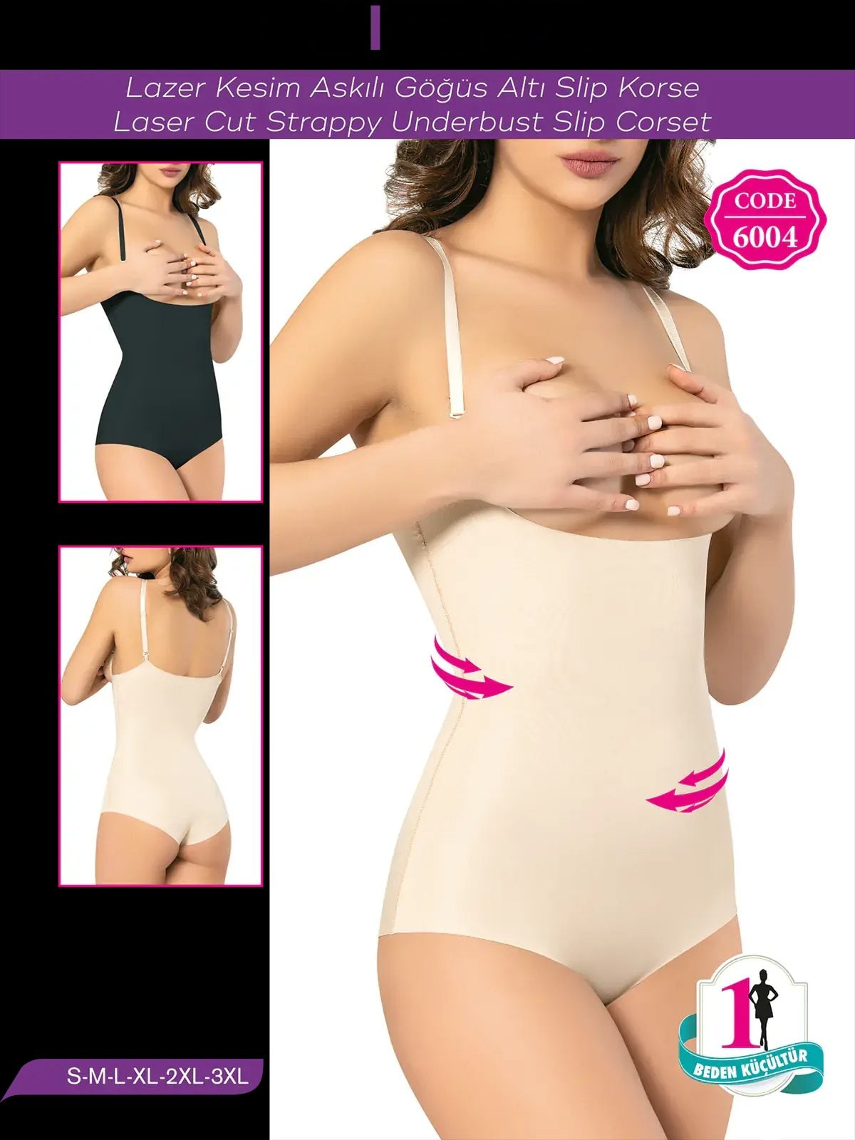 MF MISS FLEX 6004 Lazer Kesim Askılı Göğüs Altı Slip Korse