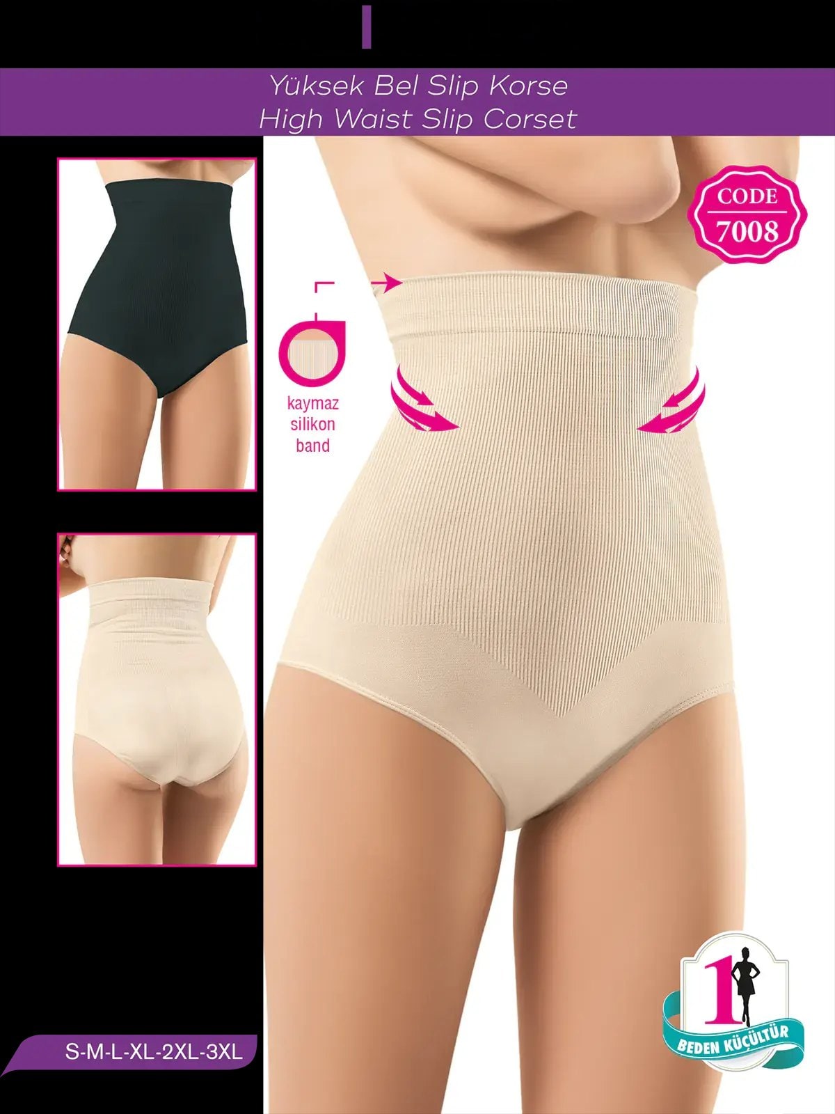 MF MISS FLEX 7008 Dikişsiz Yüksek Bel Slip Korse