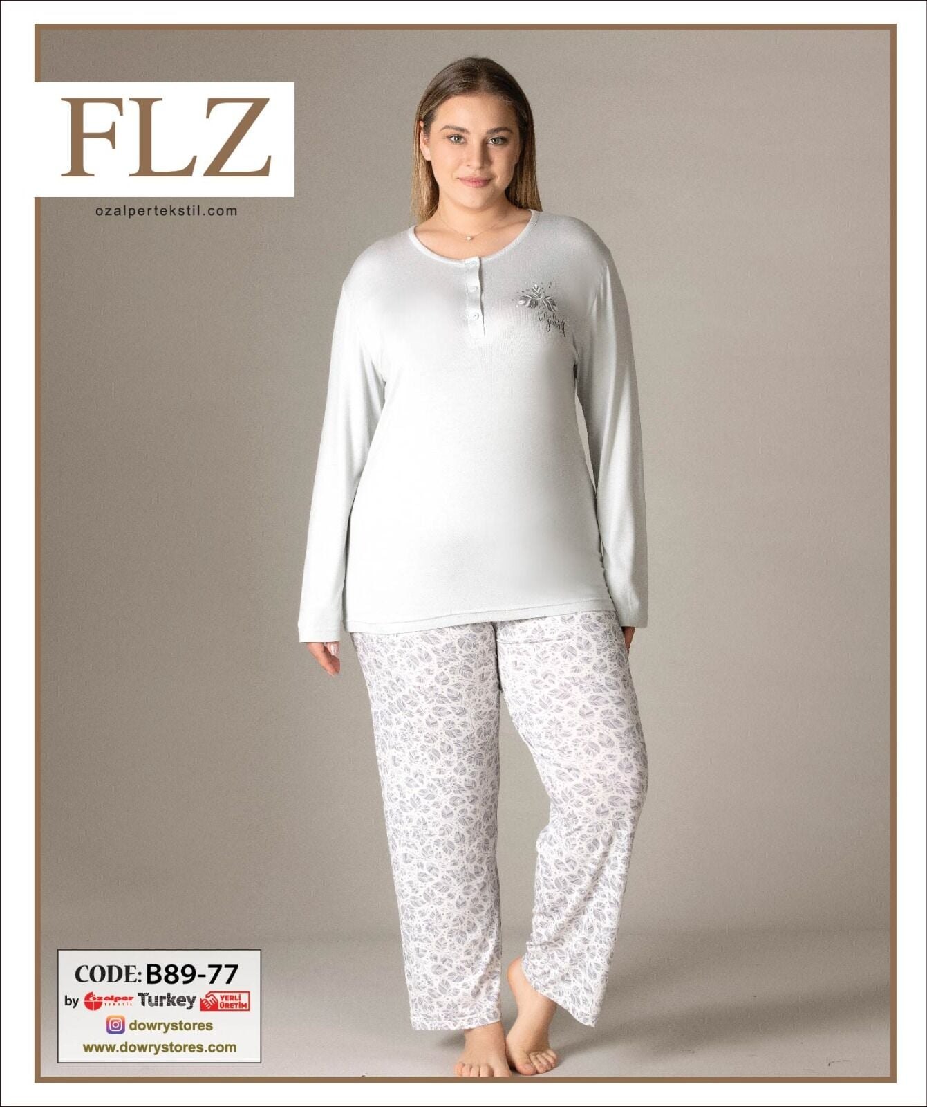Flz B89-77 (2XL-3XL-4XL-5XL) Uzun Kollu Bayan Pijama Takımı