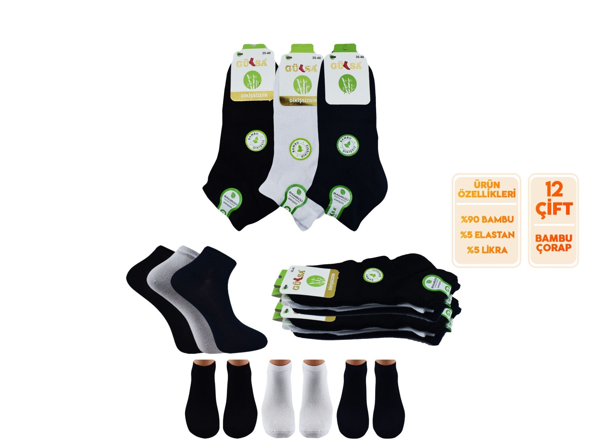 Gülsa (36-40) Dikişsiz Bayan Bambu Patik