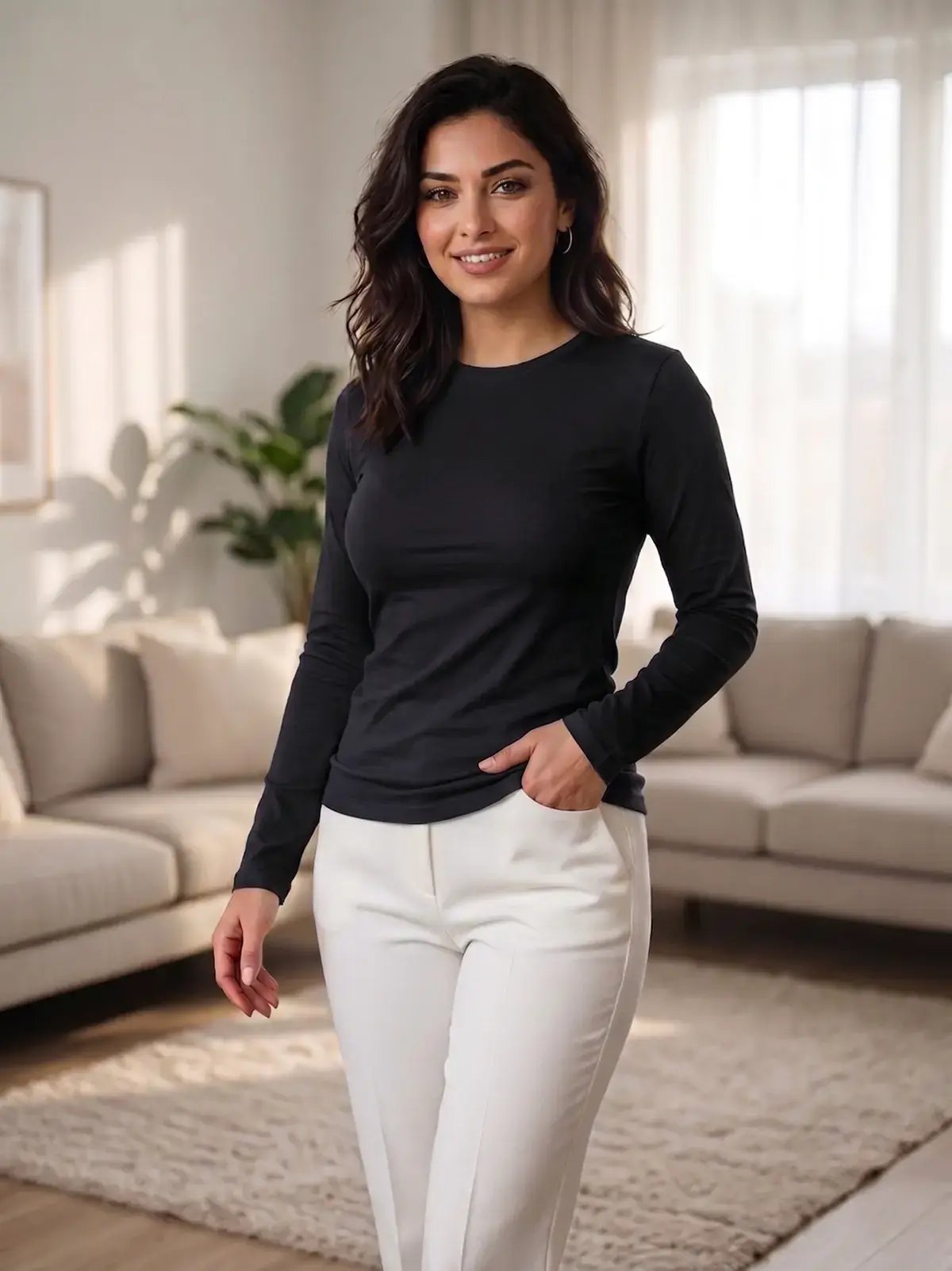 Kapitex 1103 (L-XL-XXL) Bayan Uzun Kollu Bisiklet Yaka Atlet
