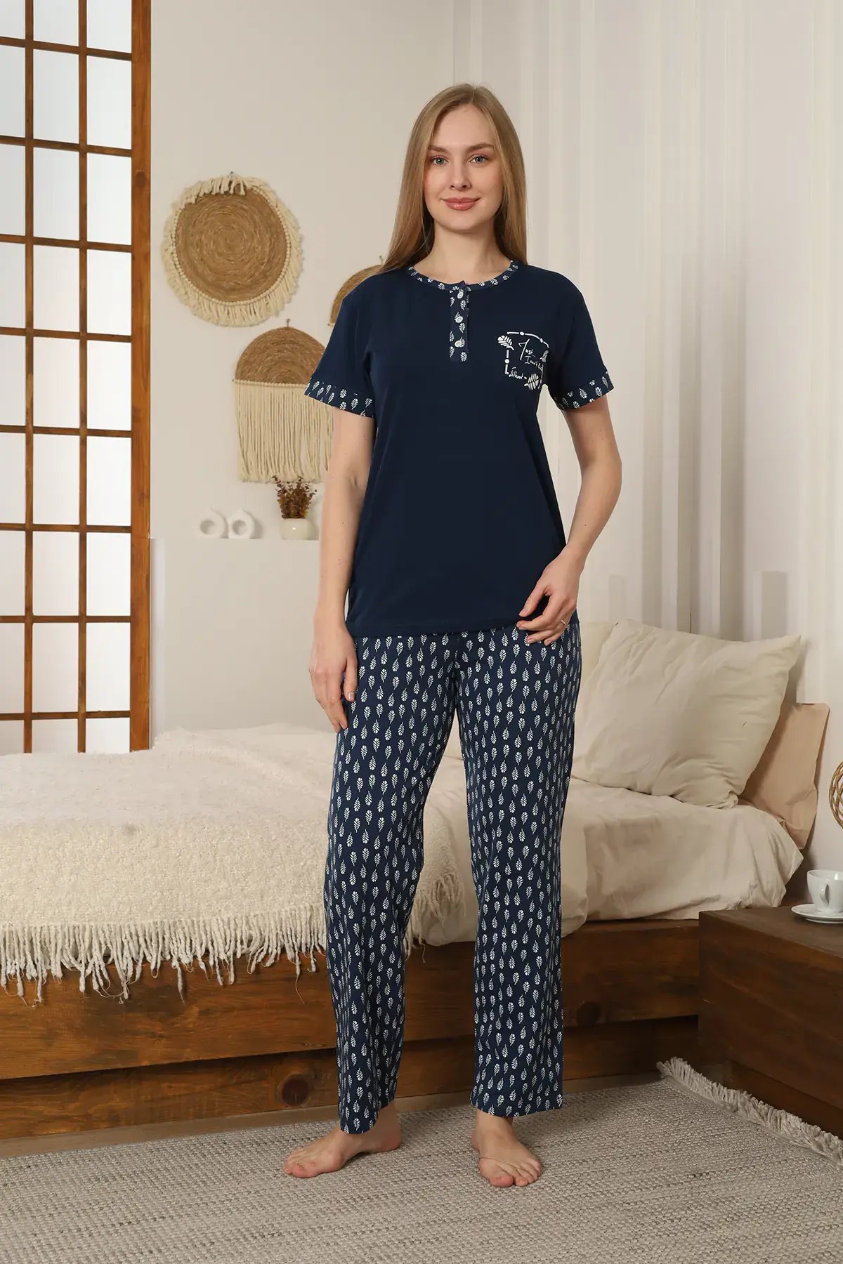 Kapitex 59175 (M-L-XL-XXL) Bayan Kısa Kol Pijama Takım