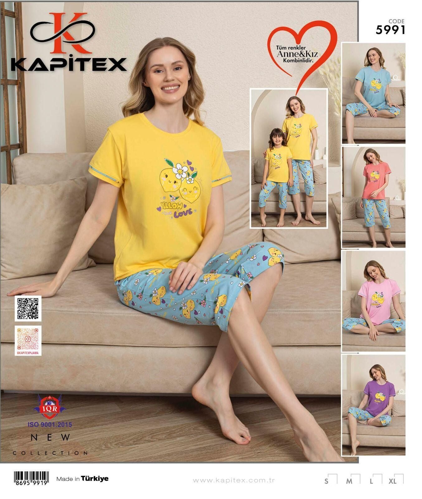Kapitex 5991 Kısa Kol Kapri Bayan Pijama Takım