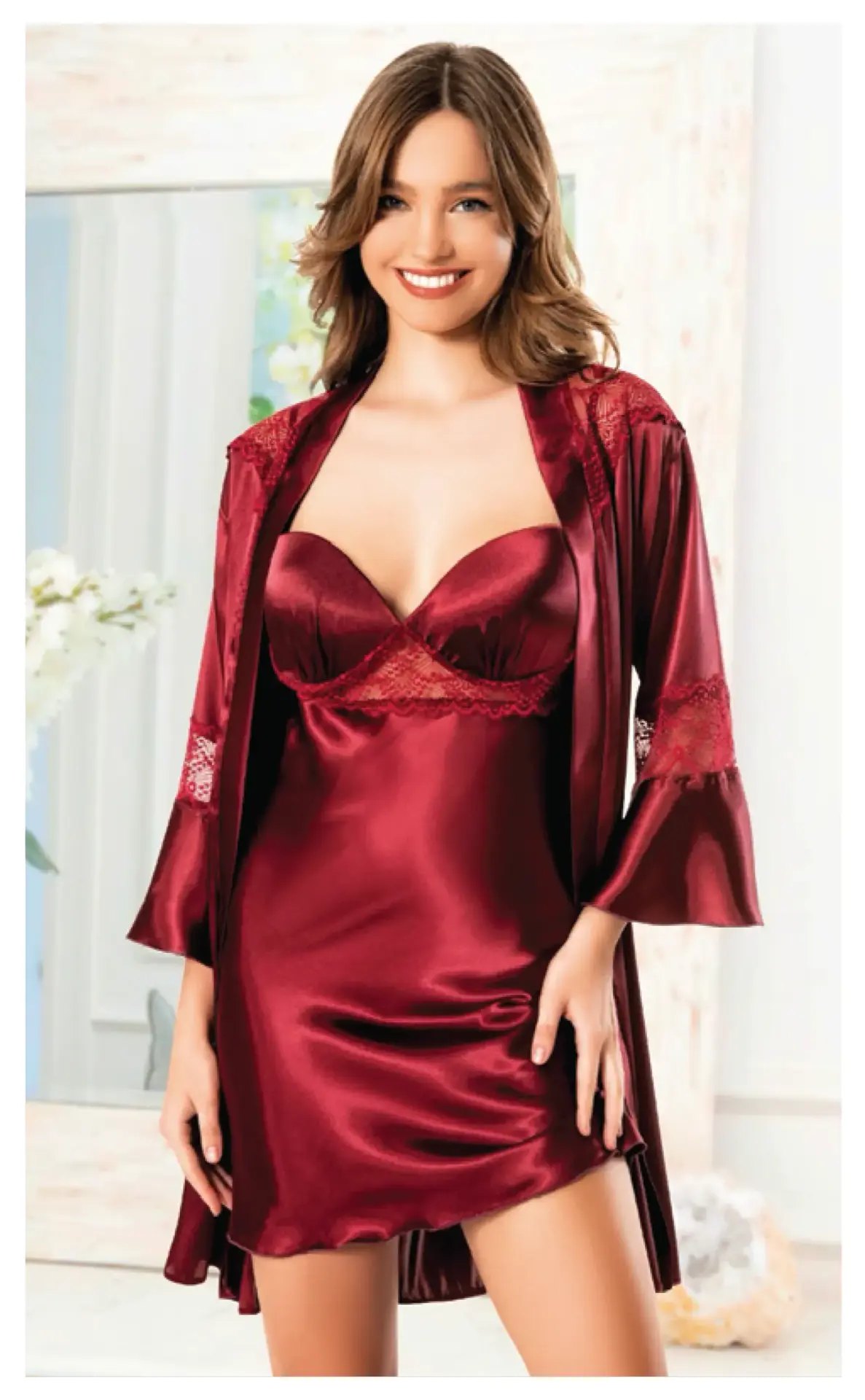 Miss Laris 5068 (M-L-XL) Bayan İkili Saten Takım