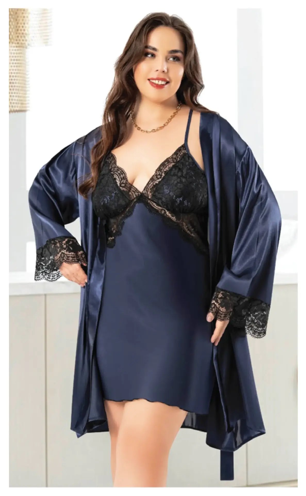 Miss Laris 6002 (2XL-3XL-4XL) Battal Beden Bayan İkili Saten Takım