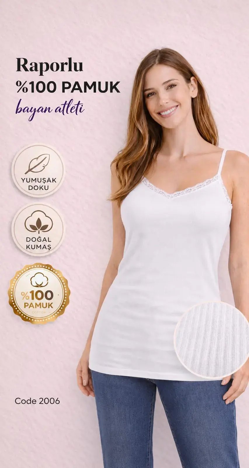 İntimo 2006 İp Askılı Sur Dantel Raporlu Bayan Atlet