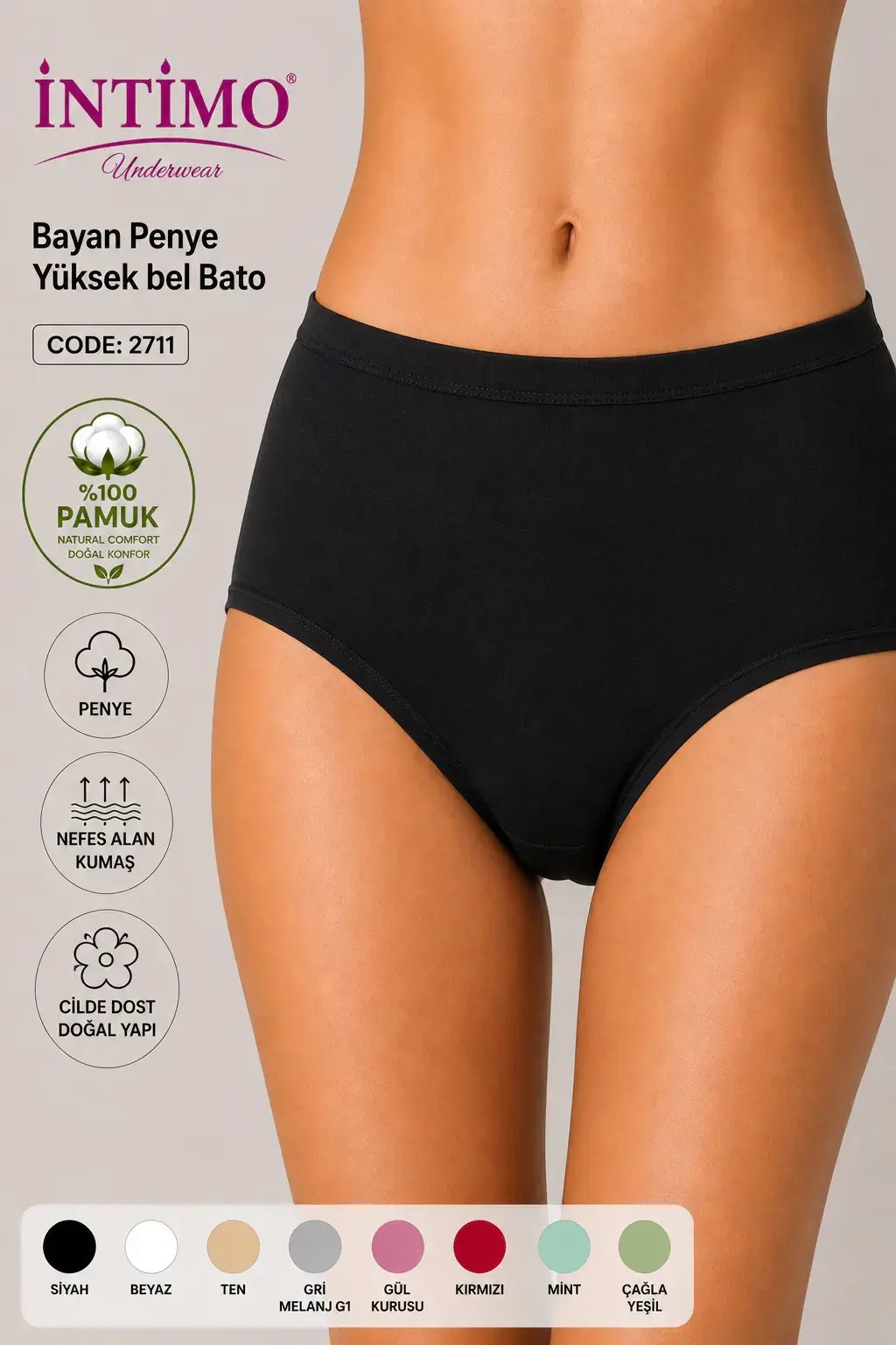 İntimo 2711 (M-L-XL) Yüksek Bel Toparlayıcı Bayan Külot