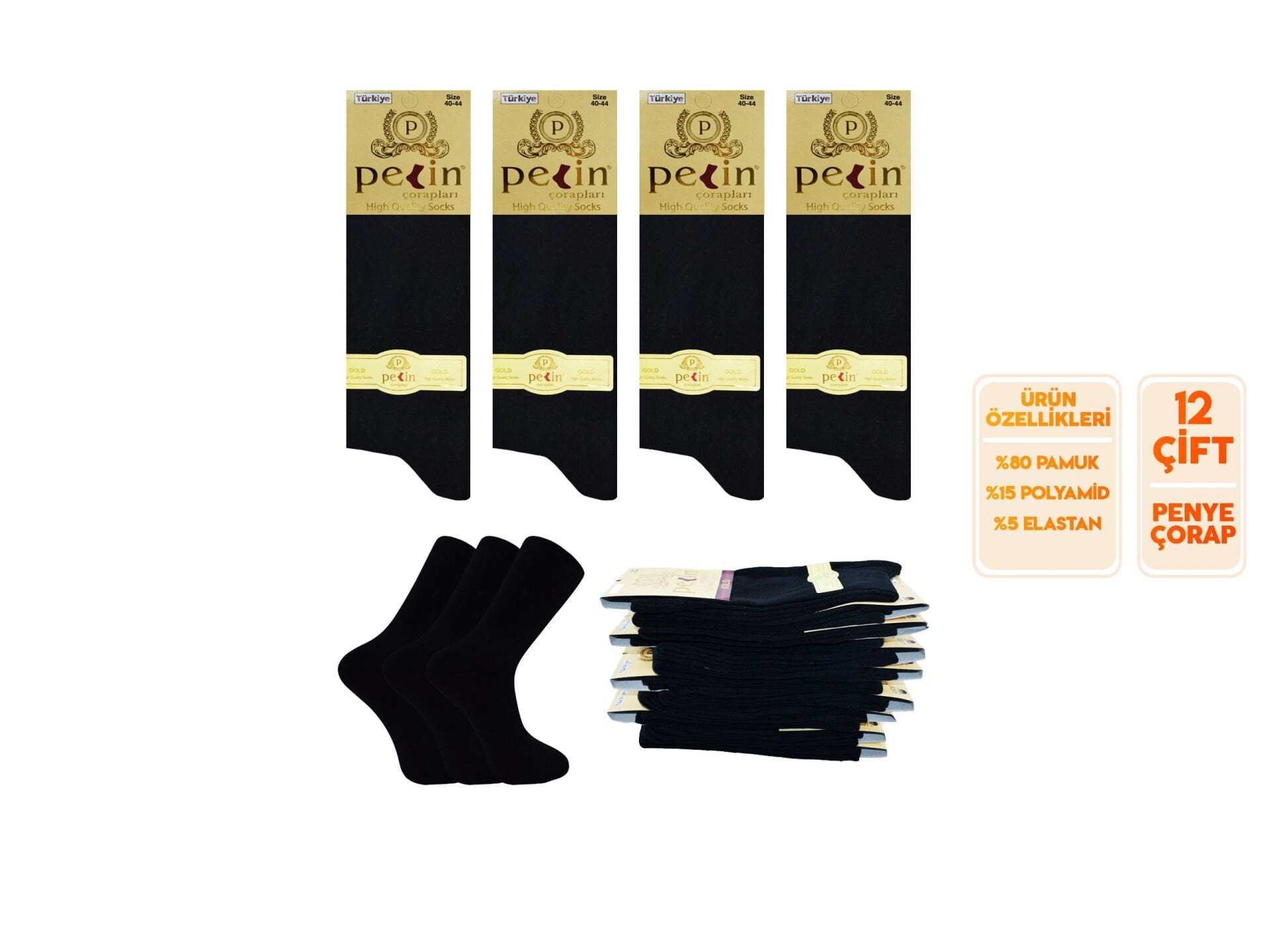 Pelin 1-38 (40-44) Erkek Penye Likralı Çorap